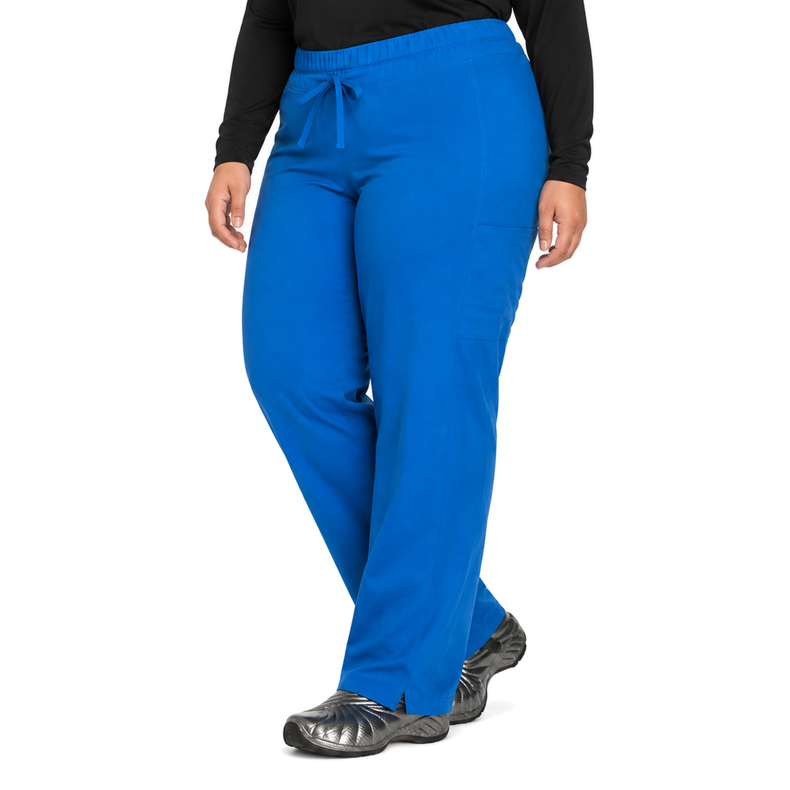 Pantalón quirúrgico Dickies DK130 Dynamix para mujer talla extra Azul Caribe, vista lateral | color:azul-caribe