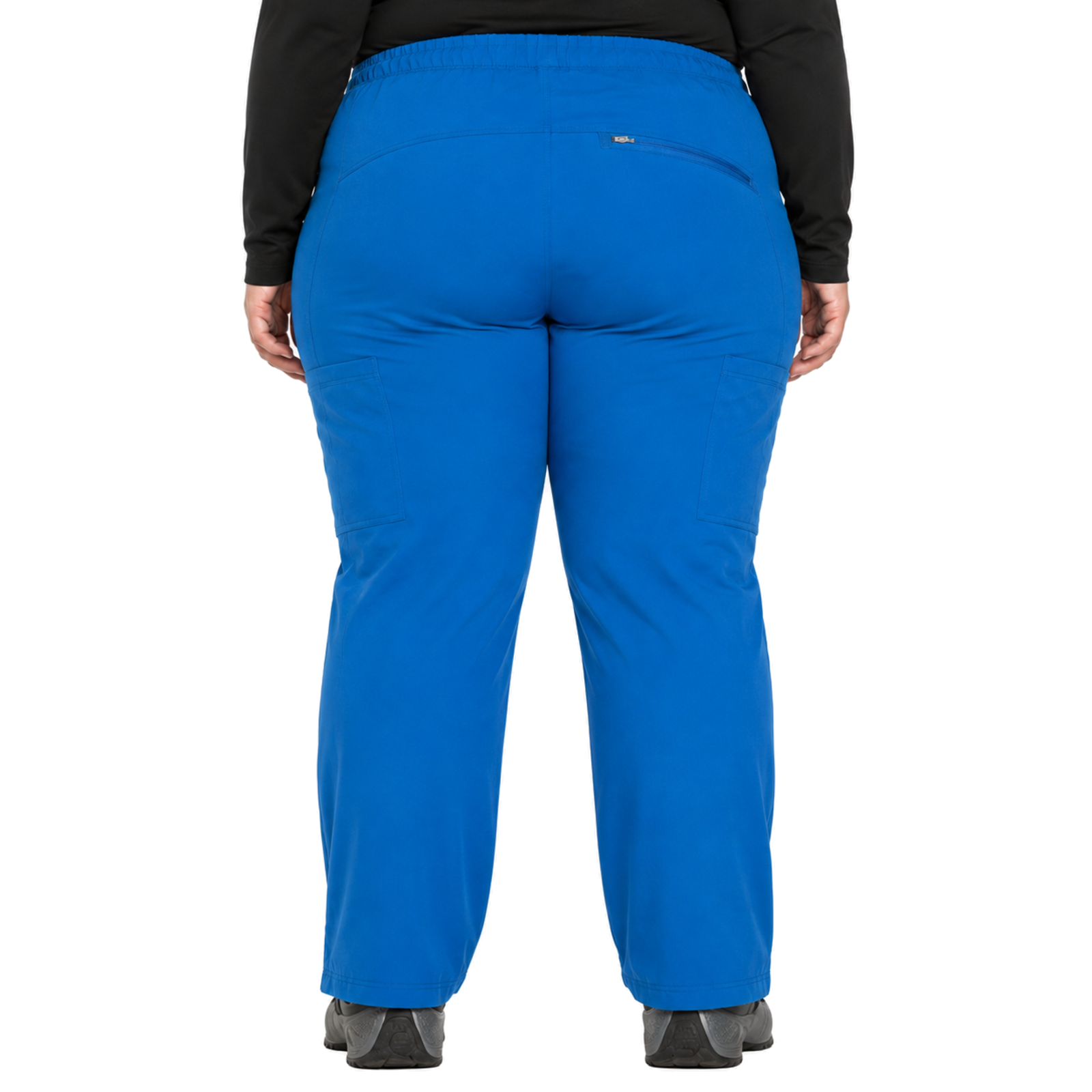 Pantalón quirúrgico Dickies DK130 Dynamix para mujer talla extra Azul Caribe, vista posterior | color:azul-caribe