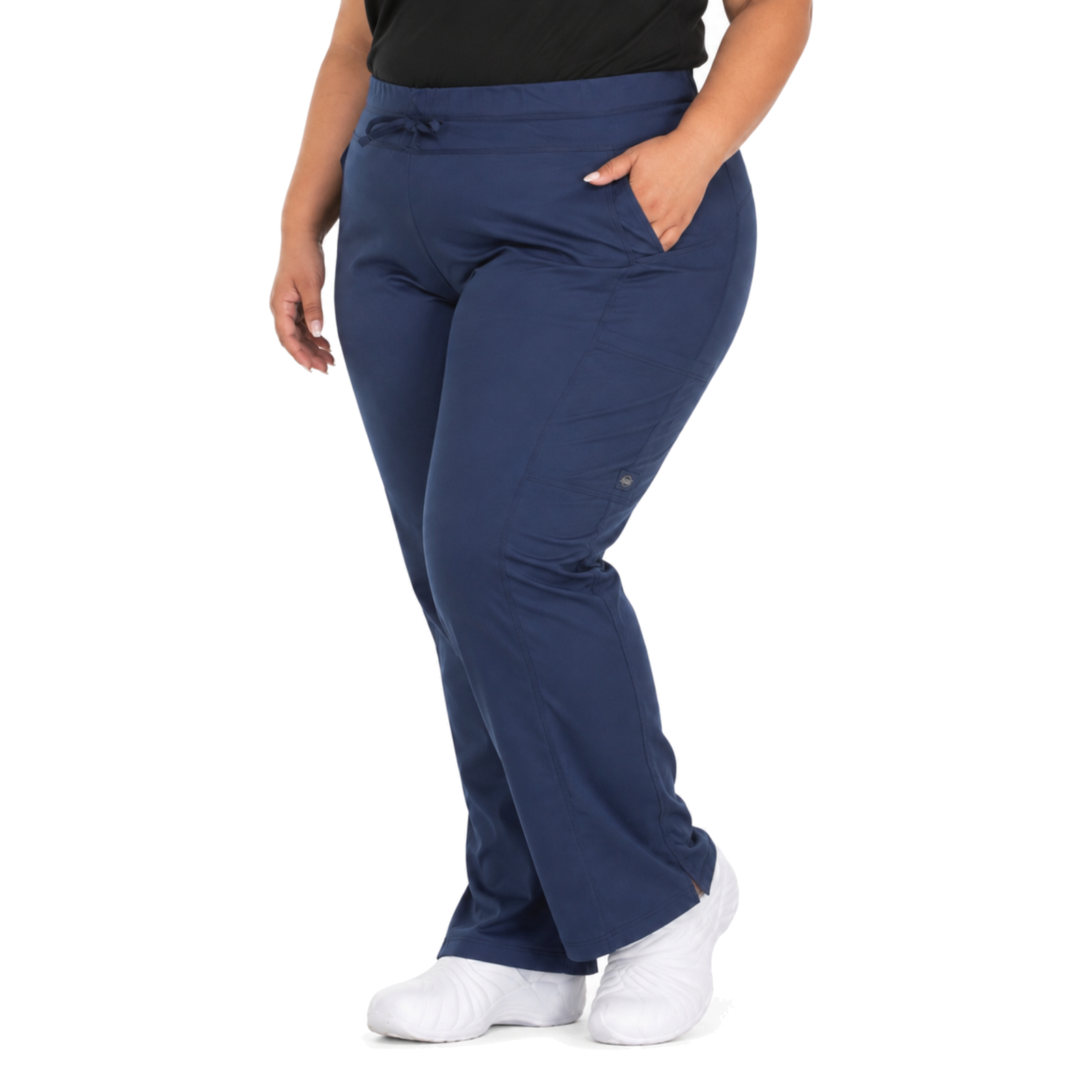 Pantalón quirúrgico Dickies DK130 Dynamix para mujer talla extra Azul marino, vista lateral | color:azul-marino