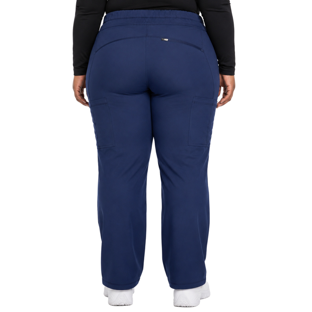 Pantalón quirúrgico Dickies DK130 Dynamix para mujer talla extra Azul marino, vista posterior