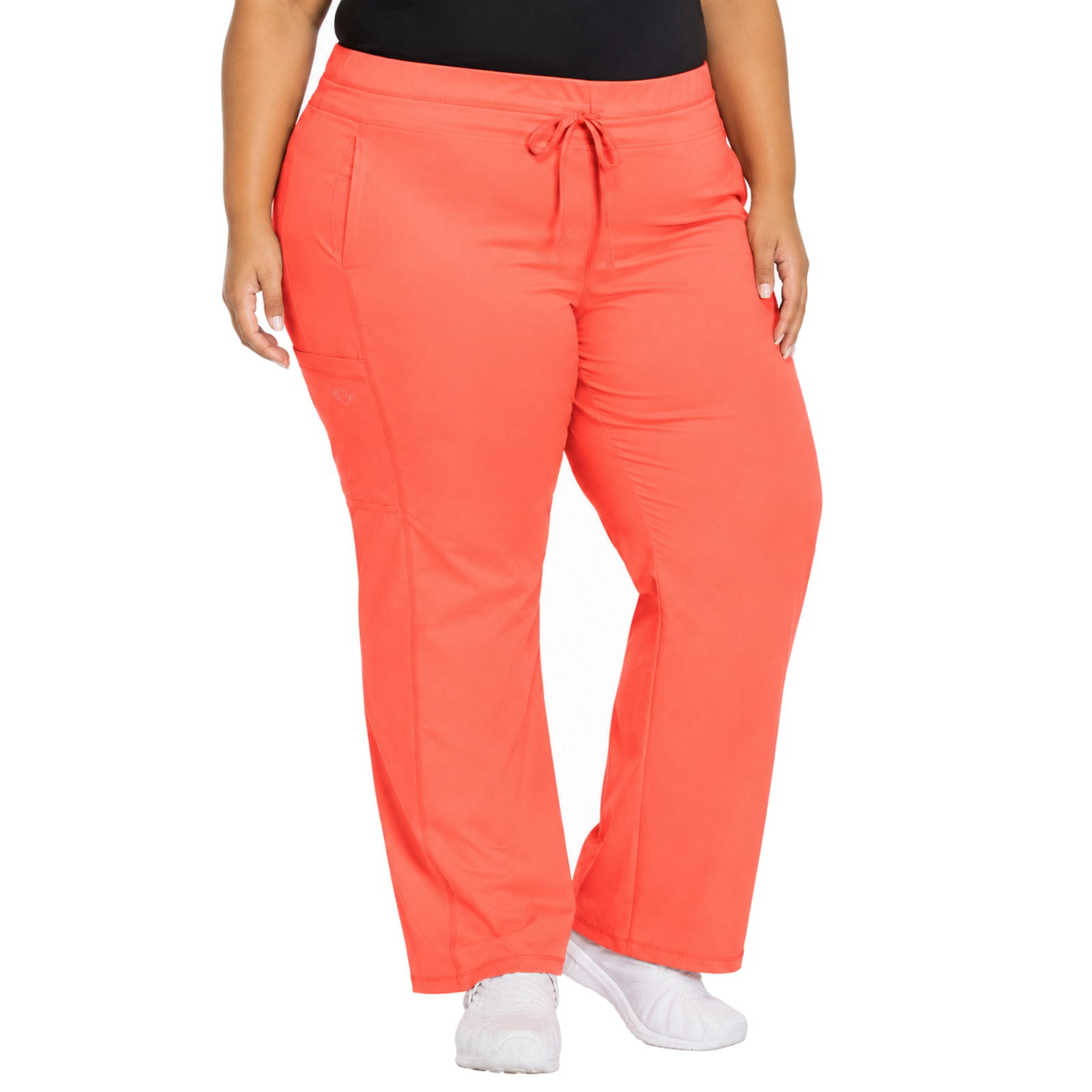 Pantalón quirúrgico Dickies DK130 Dynamix para mujer talla extra Coral, vista frontal | color:coral