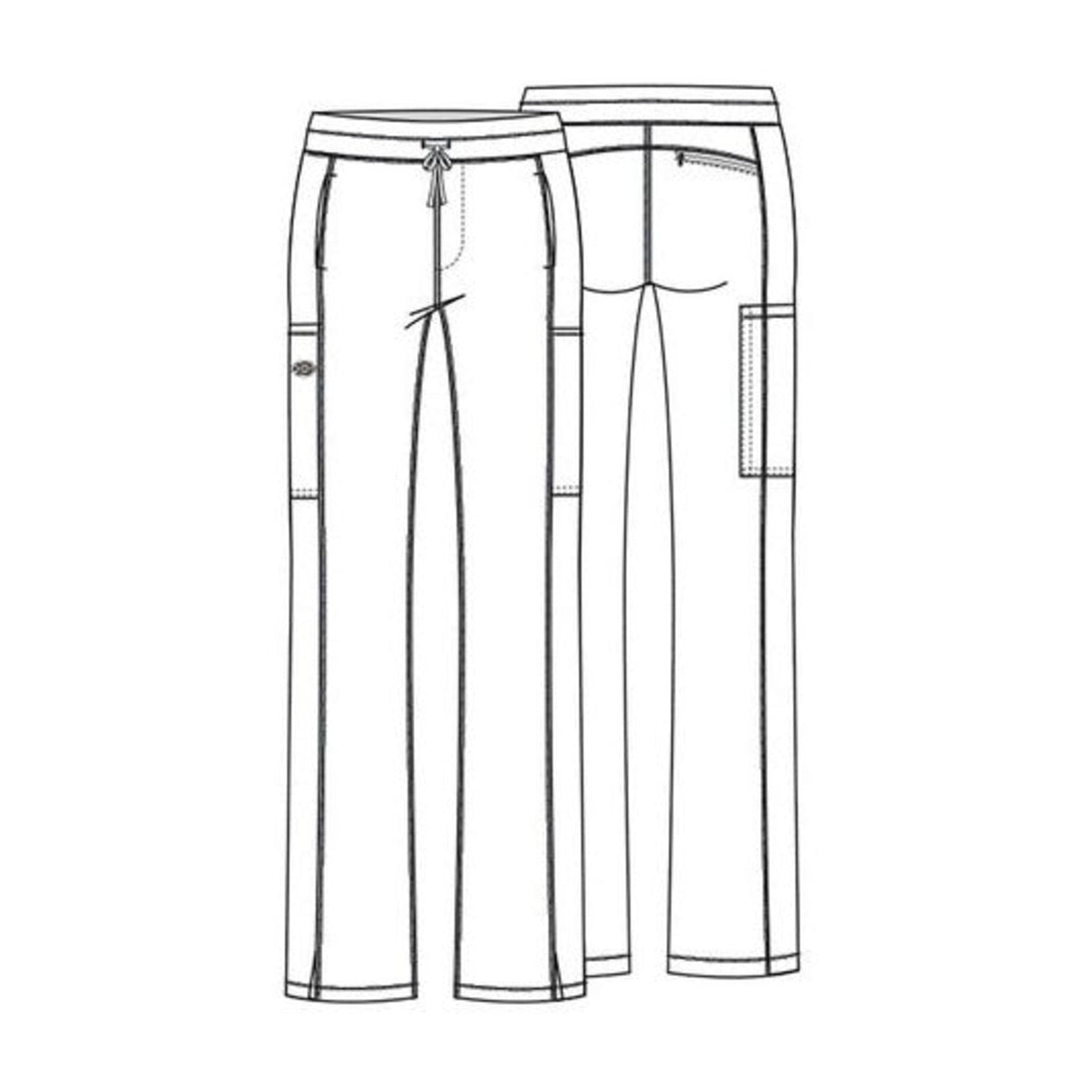 Pantalón quirúrgico Dickies DK130 Dynamix para mujer talla extra Azul Caribe, dibujo técnico | color:azul-caribe