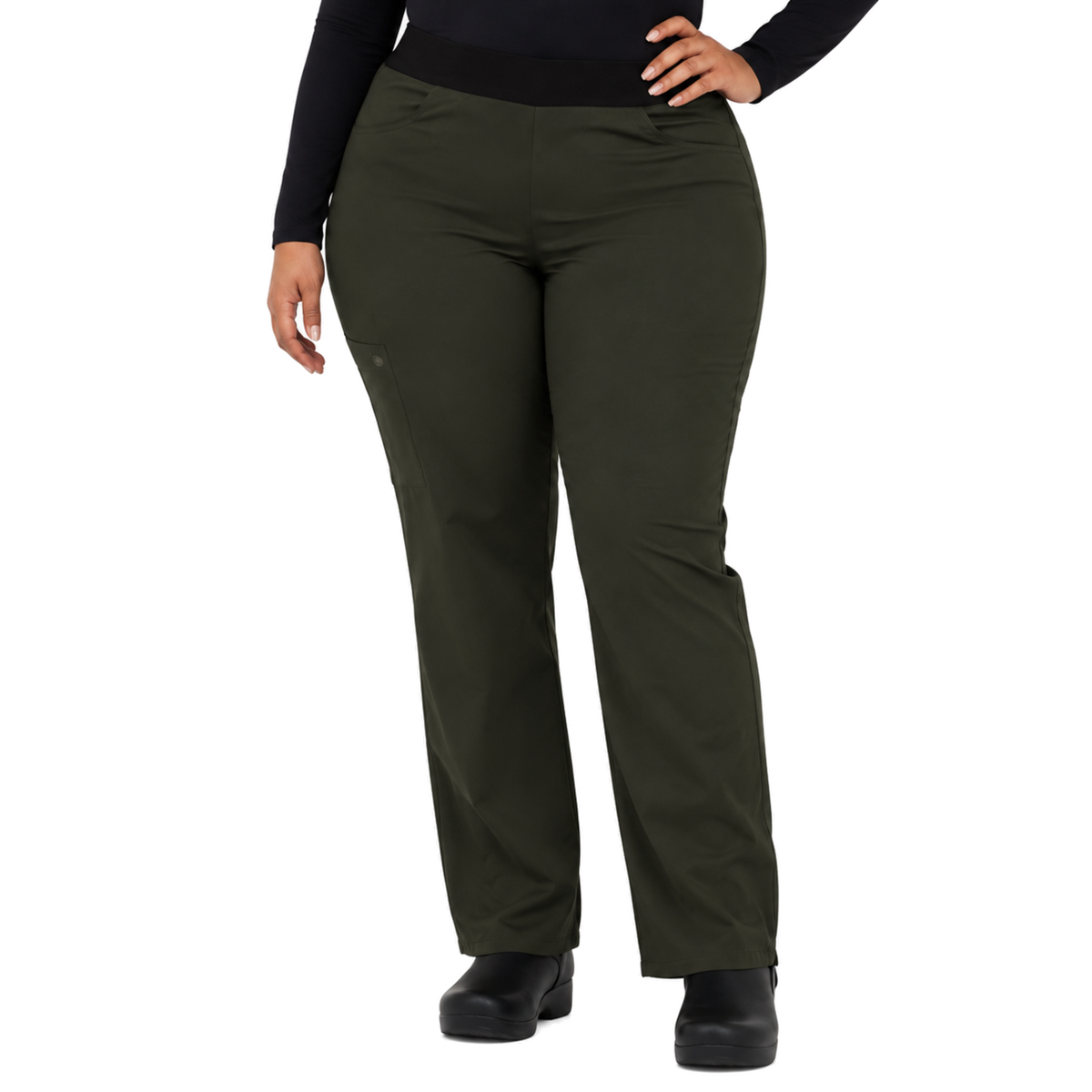 Pantalón quirúrgico Dickies DK135 Balance para mujer talla extra Deep Forest, vista frontal | color:deep-forest