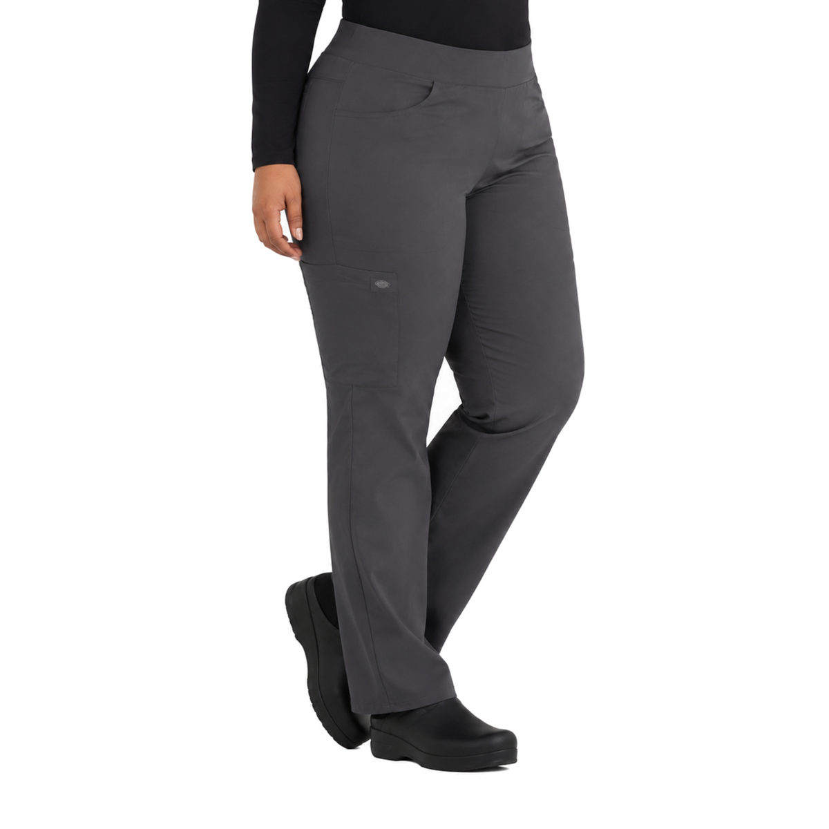 Pantalón quirúrgico Dickies DK135 Balance para mujer talla extra Gris Oxford, vista tres cuartos | color:gris-oxford
