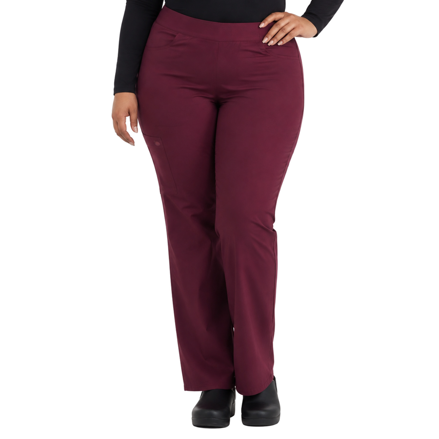 Pantalón quirúrgico Dickies DK135 Balance para mujer talla extra Vino, vista frontal | color:vino