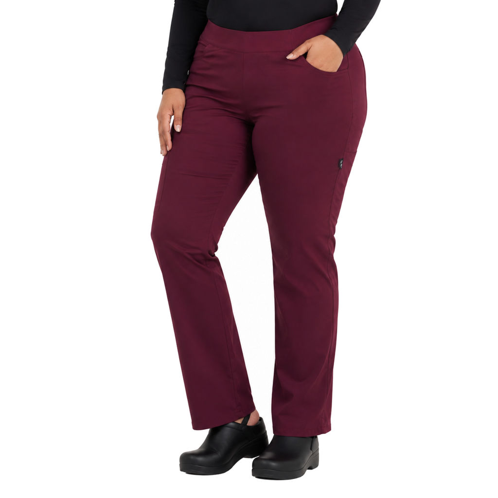 Pantalón quirúrgico Dickies DK135 Balance para mujer talla extra Vino, vista lateral