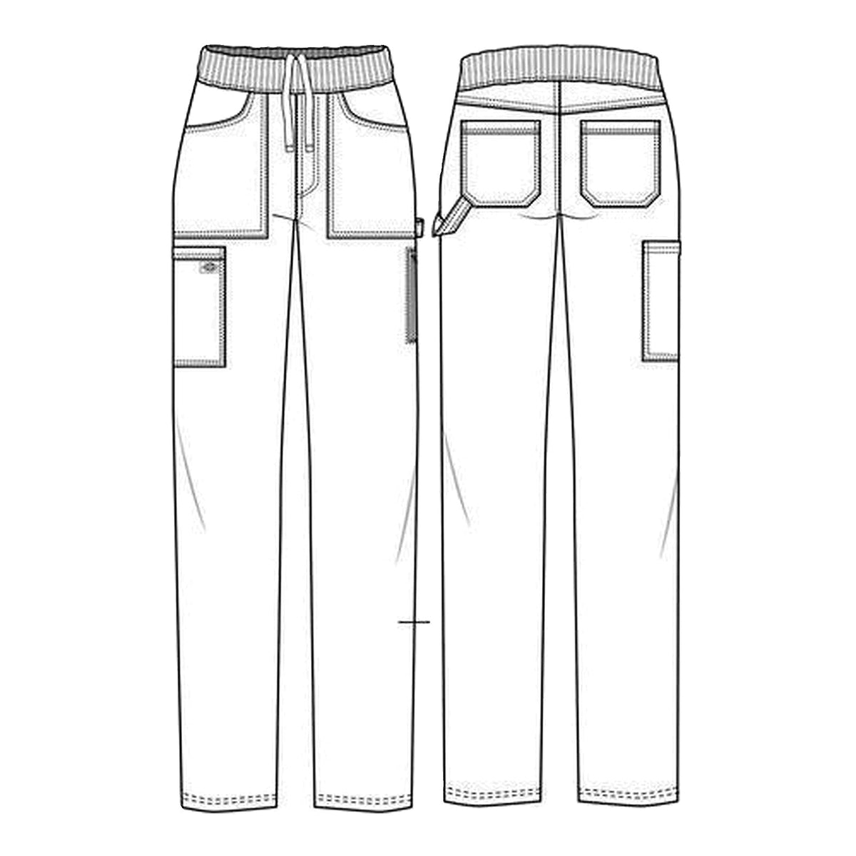 Pantalón quirúrgico Dickies DK135 Balance Stretch para mujer Flamingo Pink, dibujo técnico | color:flamingo-pink