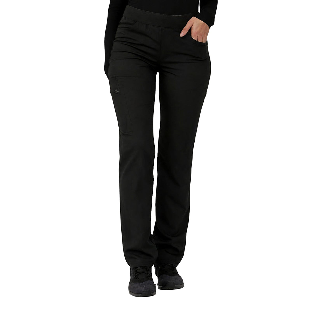Pantalón quirúrgico Dickies DK135 Balance Stretch para mujer Negro, vista frontal | color:negro