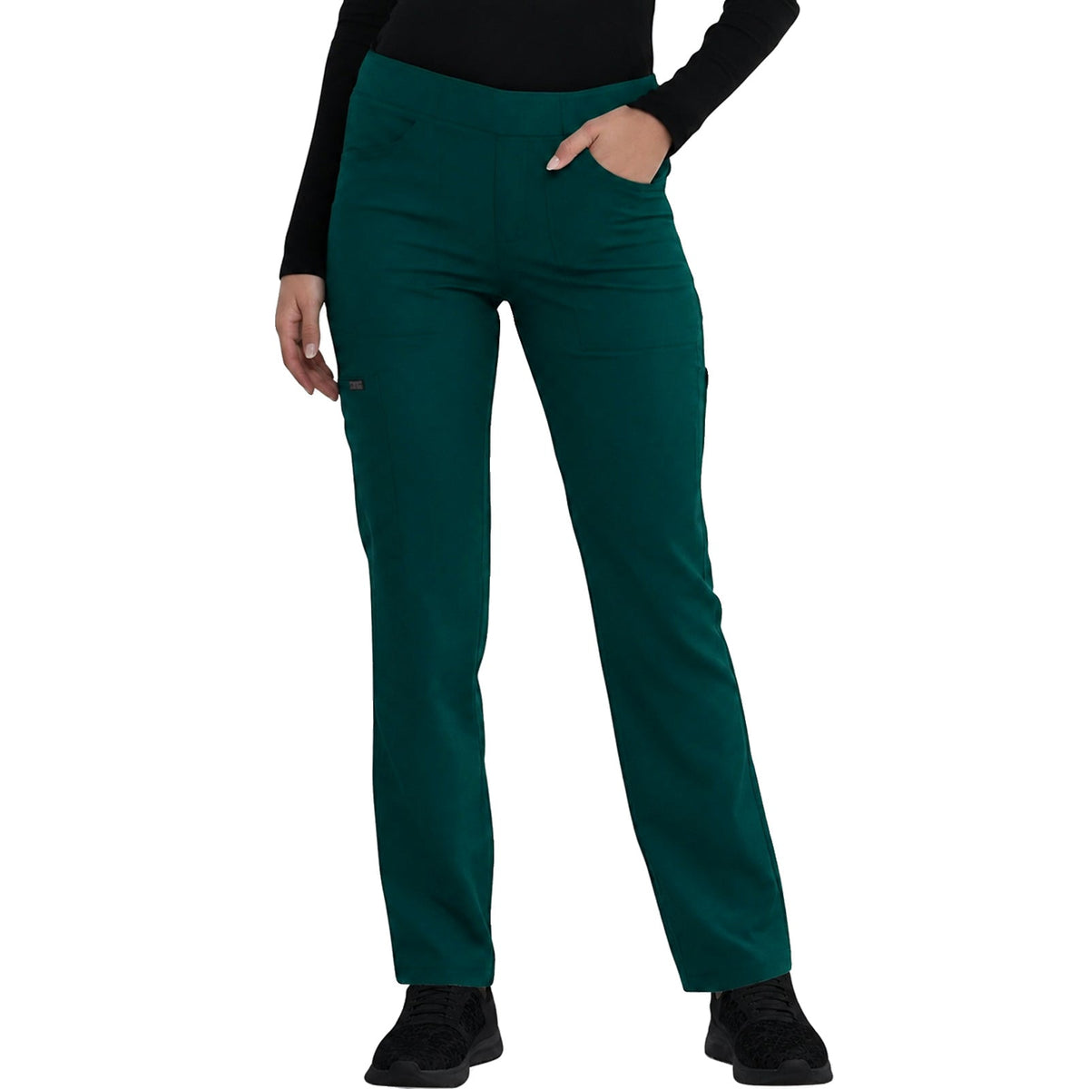 Pantalón quirúrgico Dickies DK135 Balance Stretch para mujer Verde botella, vista frontal | color:verde-botella