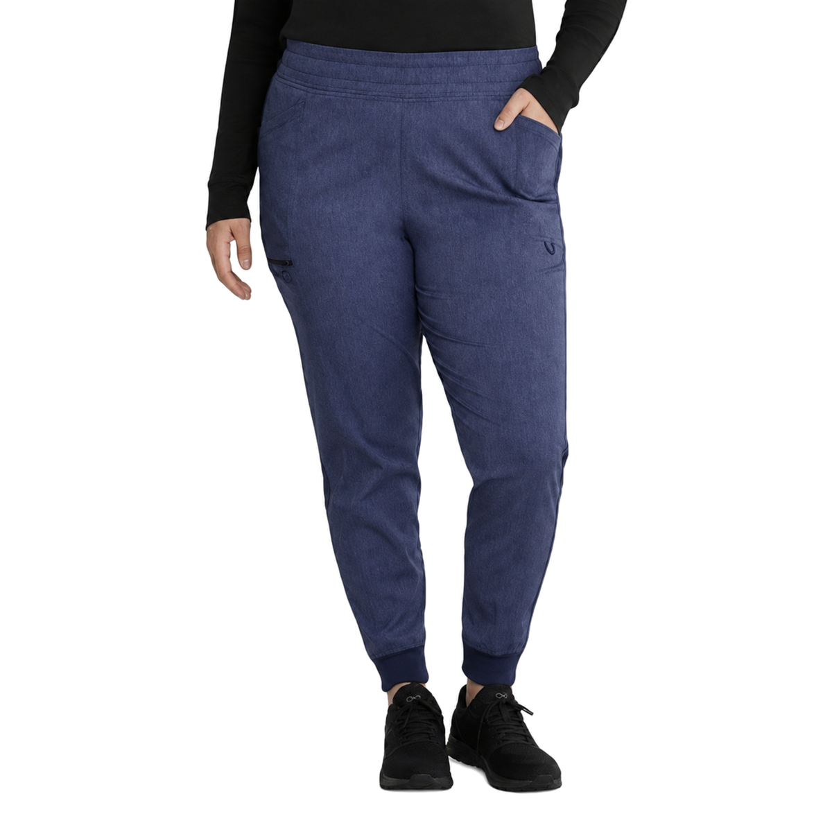 Pantalón quirúrgico jogger Dickies DK155 para mujer en Heather Navy, vista 1 | color:heather-navy
