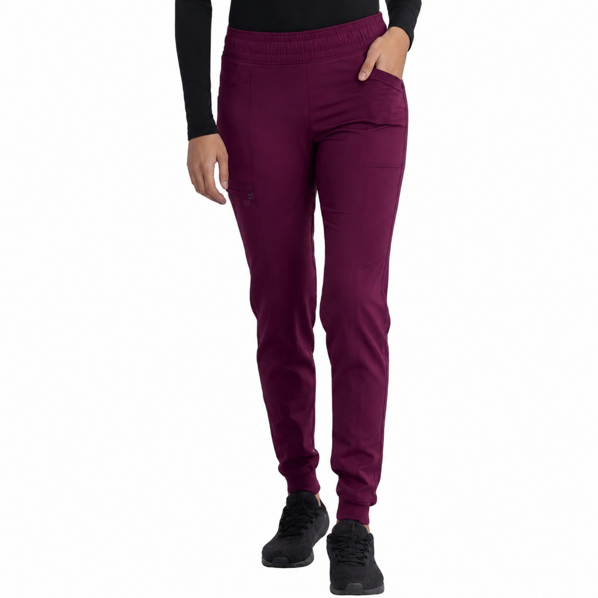Pantalón quirúrgico jogger Dickies DK155 para mujer en Vino, vista 1 | color:vino