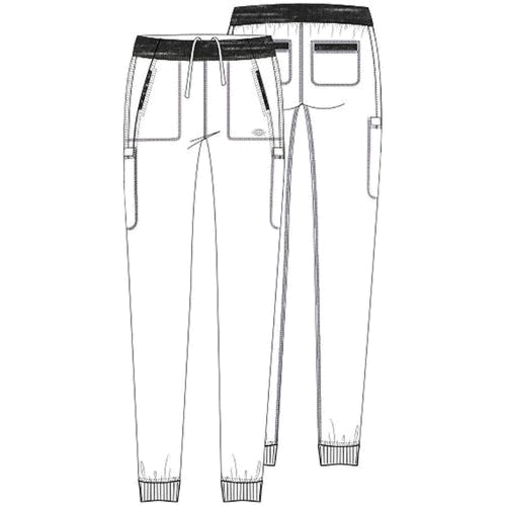 Dickies DK185 pantalón quirúrgico jogger para mujer Azul con Negro, dibujo tecnico