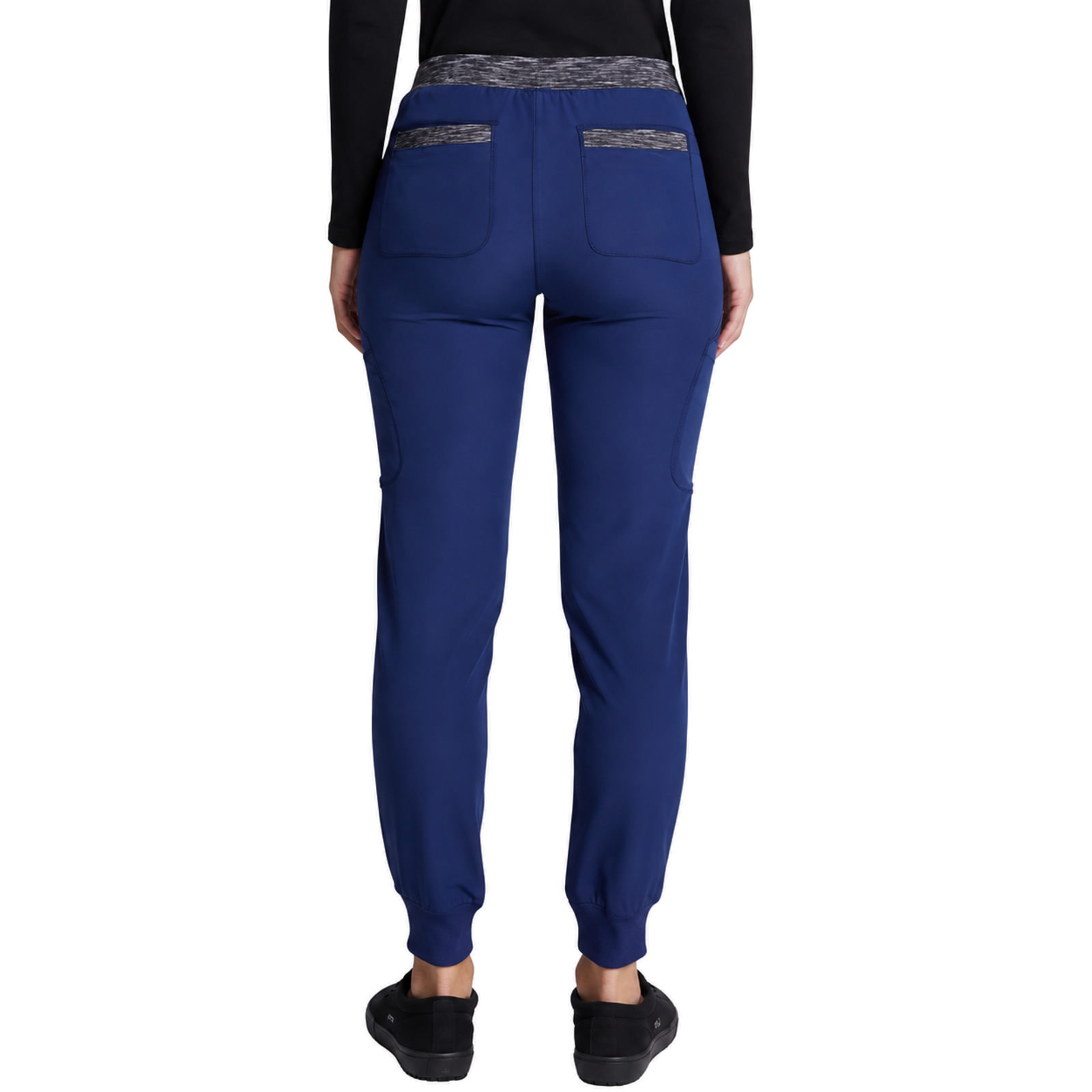 Dickies DK185 pantalón quirúrgico jogger para mujer Azul con Negro, espalda | color:azul-con-negro
