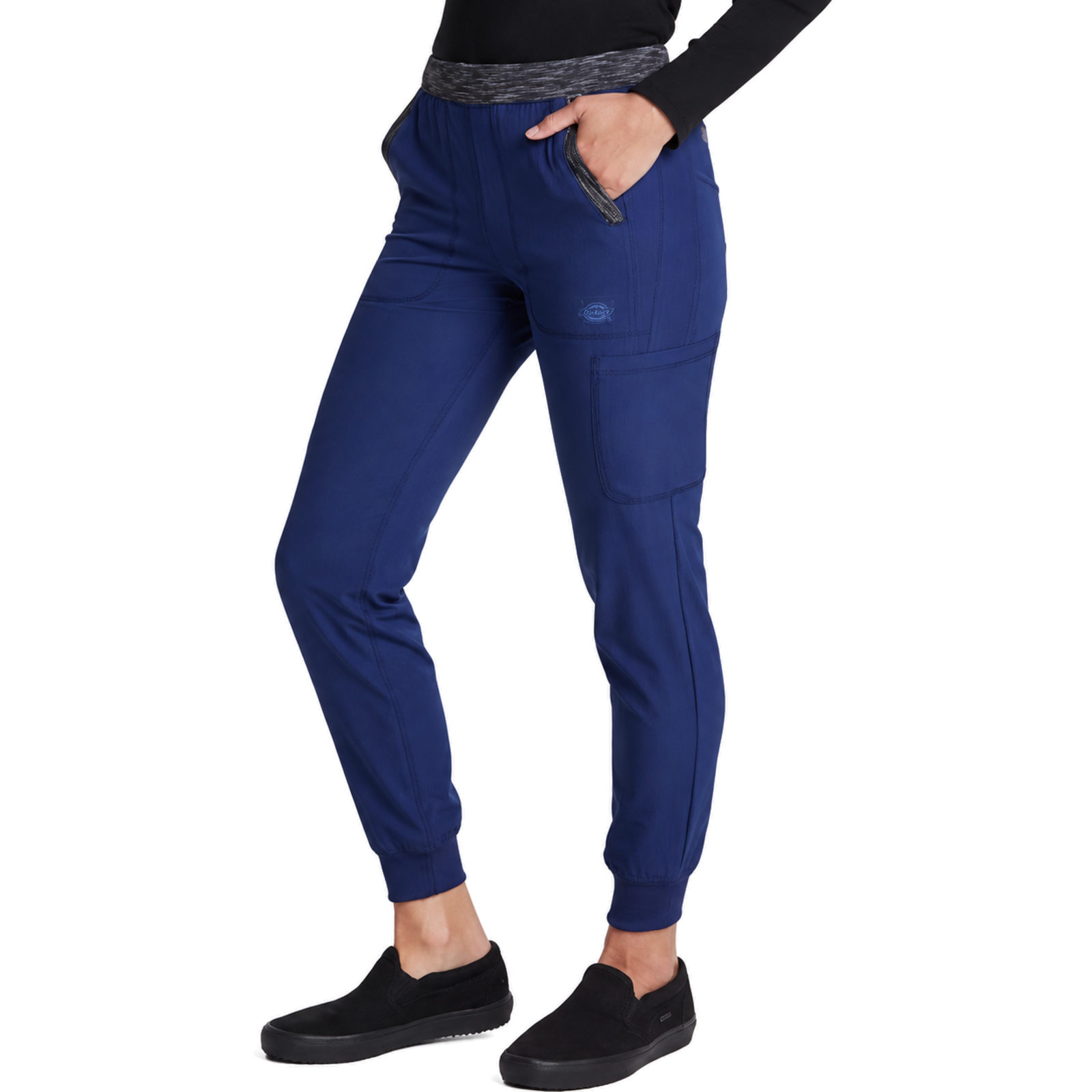 Dickies DK185 pantalón quirúrgico jogger para mujer Azul con Negro, lateral | color:azul-con-negro