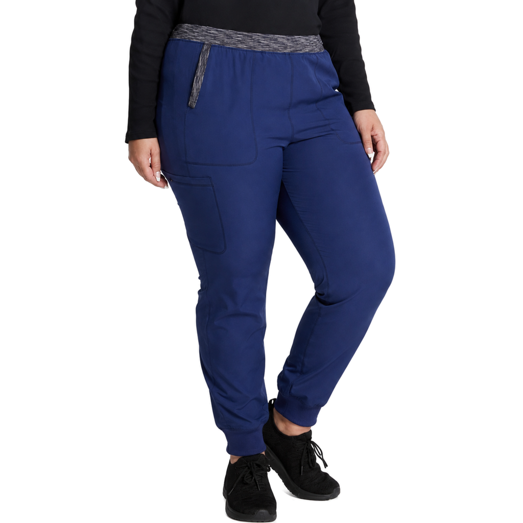 Dickies DK185 pantalón quirúrgico jogger para mujer Azul con Negro, tres cuartos 2