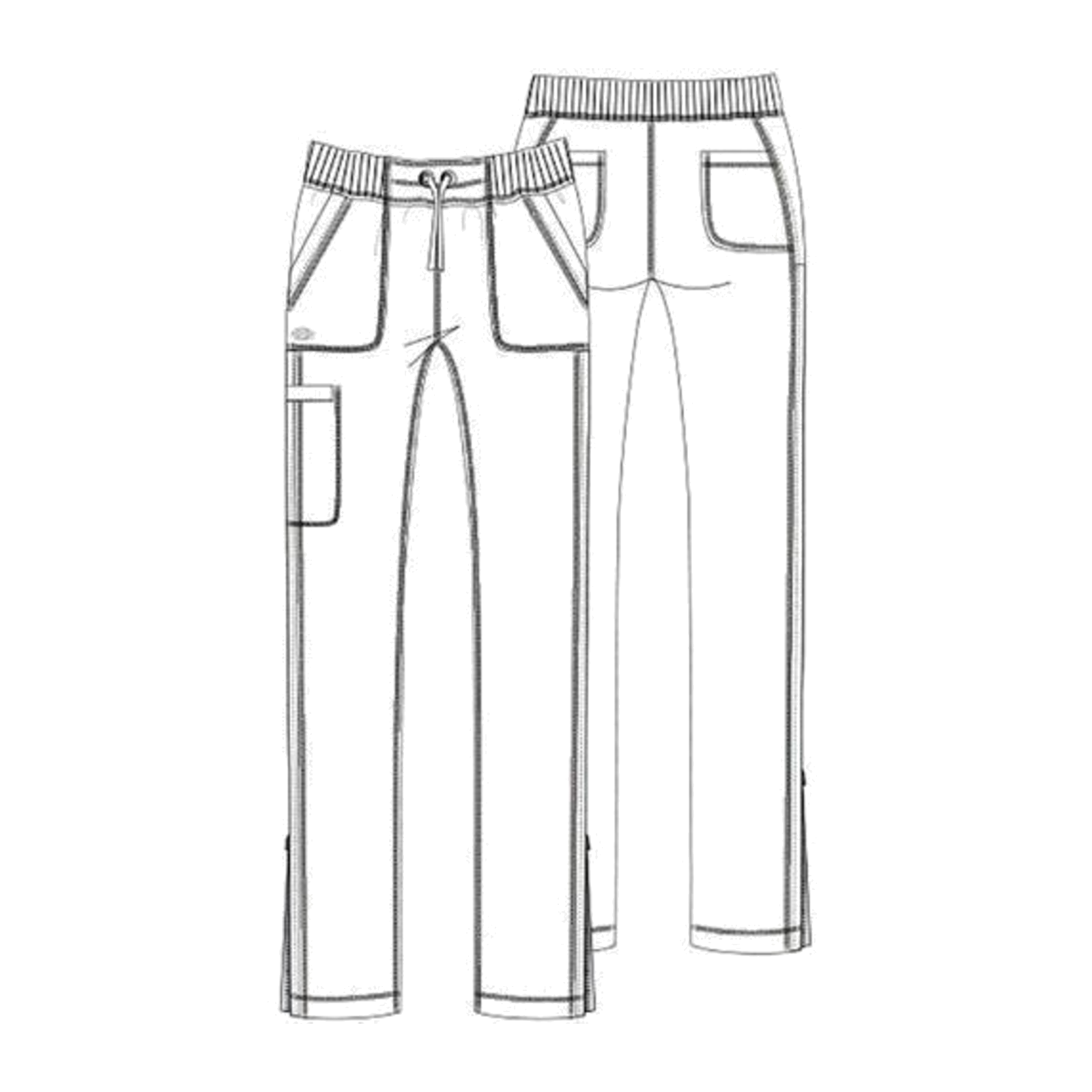 Pantalón quirúrgico skinny Dickies DK190 para mujer Gris Oxford, dibujo técnico | color:gris-oxford