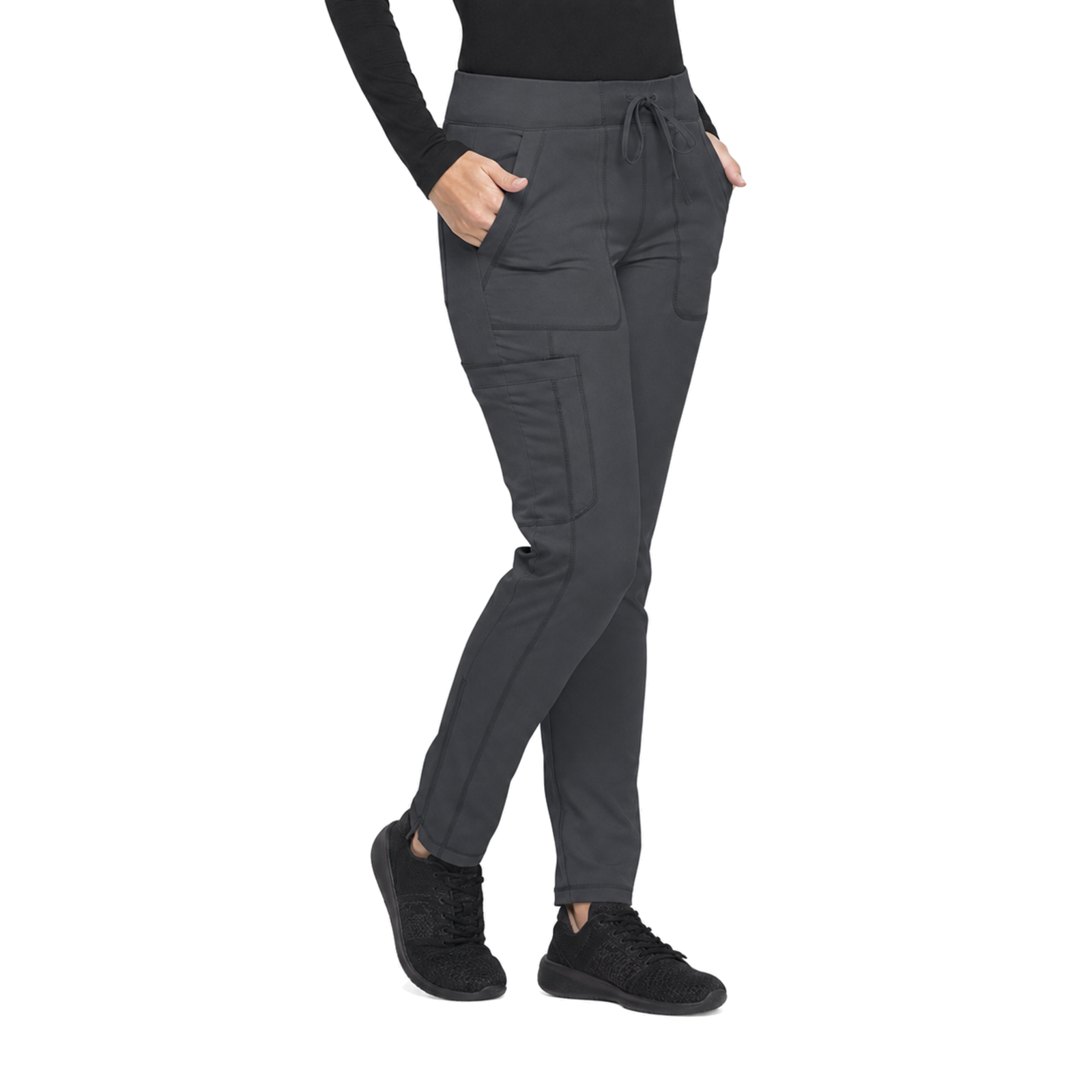 Pantalón quirúrgico skinny Dickies DK190 para mujer Gris Oxford, tres cuartos | color:gris-oxford