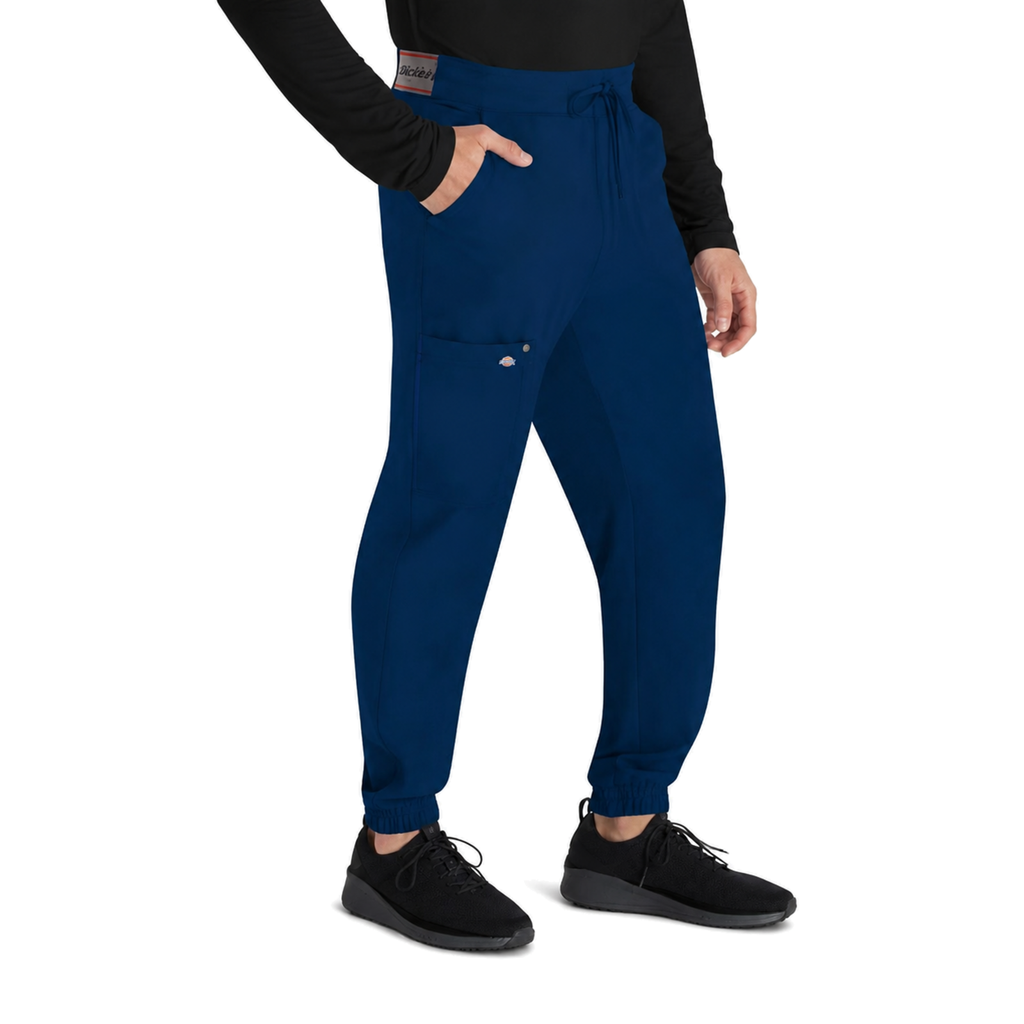 Pantalón quirúrgico jogger Dickies DK217 para hombre Azul Marino, vista tres cuartos izquierda