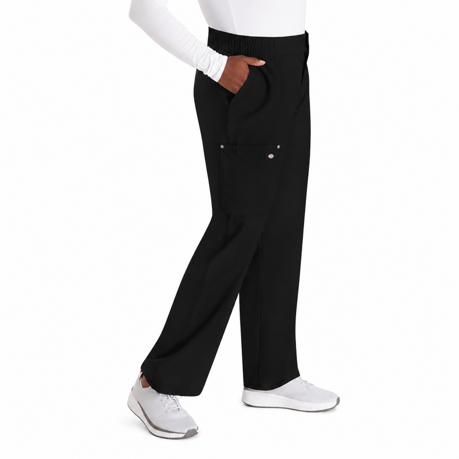 Pantalón quirúrgico Dickies DK219 para mujer EDS NXT Negro, vista lateral | color:negro