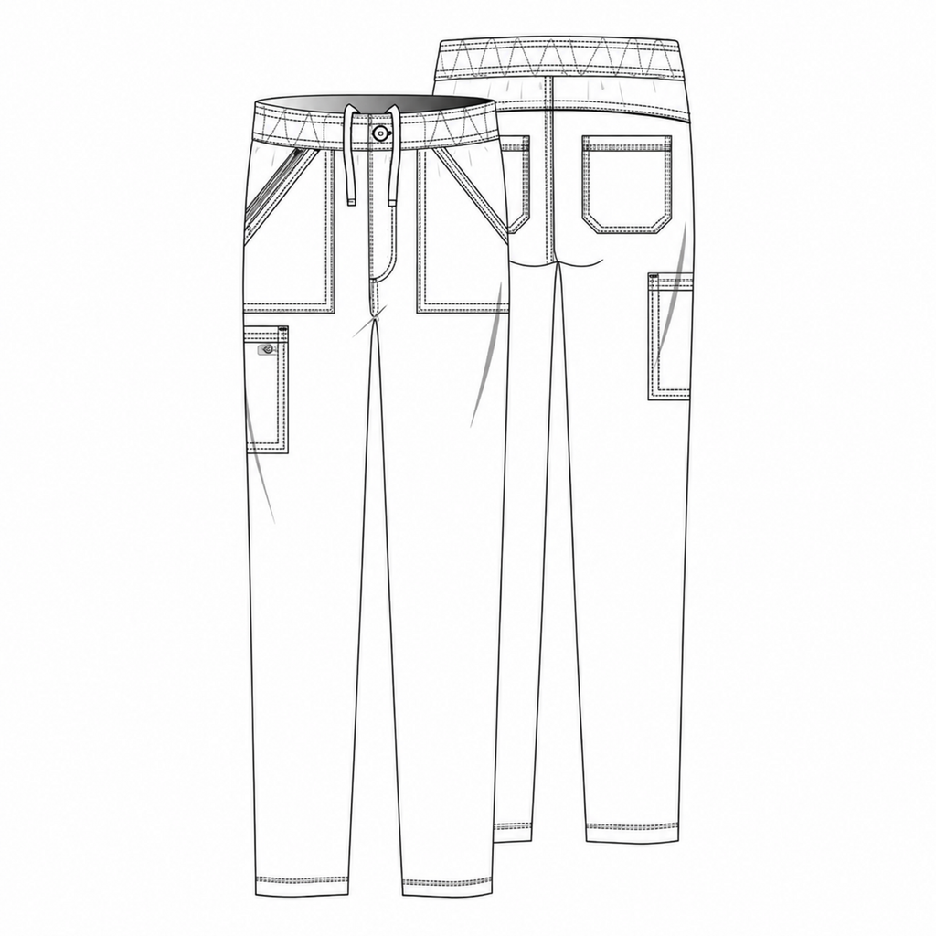 Pantalón quirúrgico Dickies DK220 Balance para hombre Deep Forest, ficha técnica de diseño