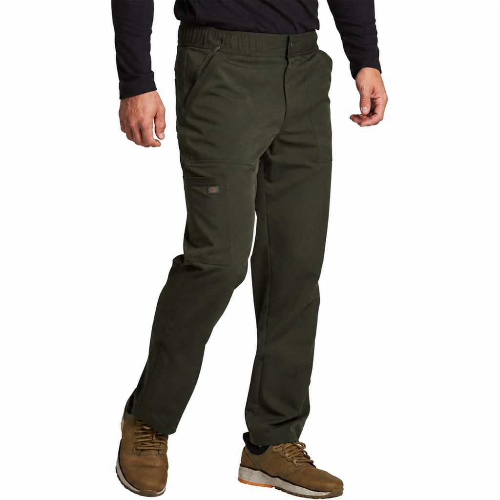 Pantalón quirúrgico Dickies DK220 Balance para hombre Deep Forest, vista lateral tres cuartos