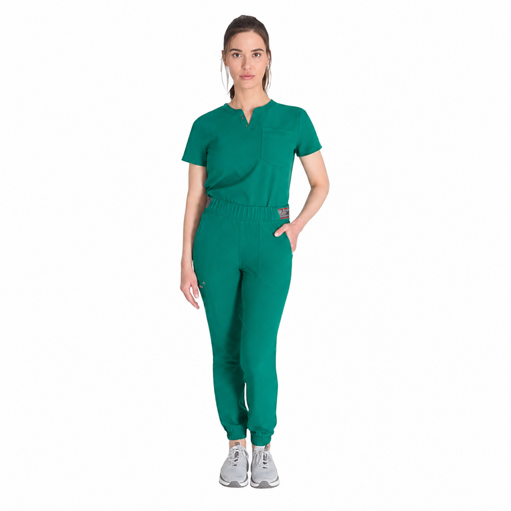 Pantalón jogger quirúrgico Dickies DK221 EDS NXT para mujer Verde Hunter, cuerpo completo