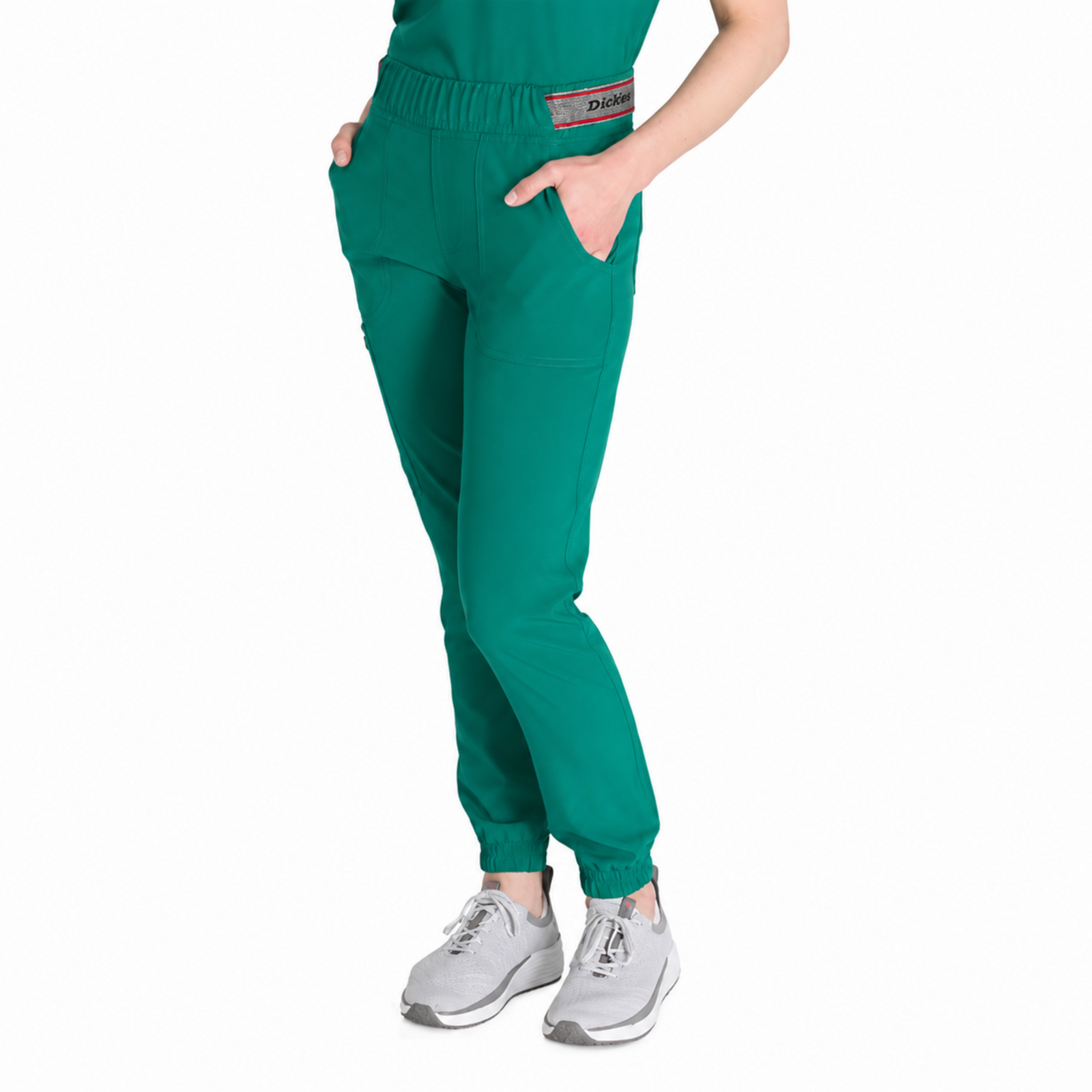 Pantalón jogger quirúrgico Dickies DK221 EDS NXT para mujer Verde Hunter, vista lateral tres cuartos | color:verde-hunter
