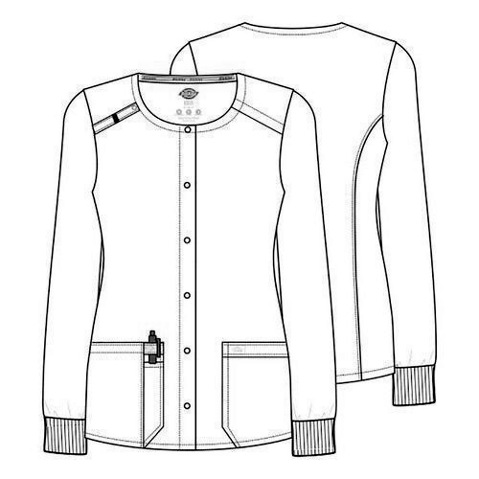 Chamarra médica Dickies DK305 EDS Essentials para mujer talla extra Azul Cielo, dibujo técnico | color:azul-cielo