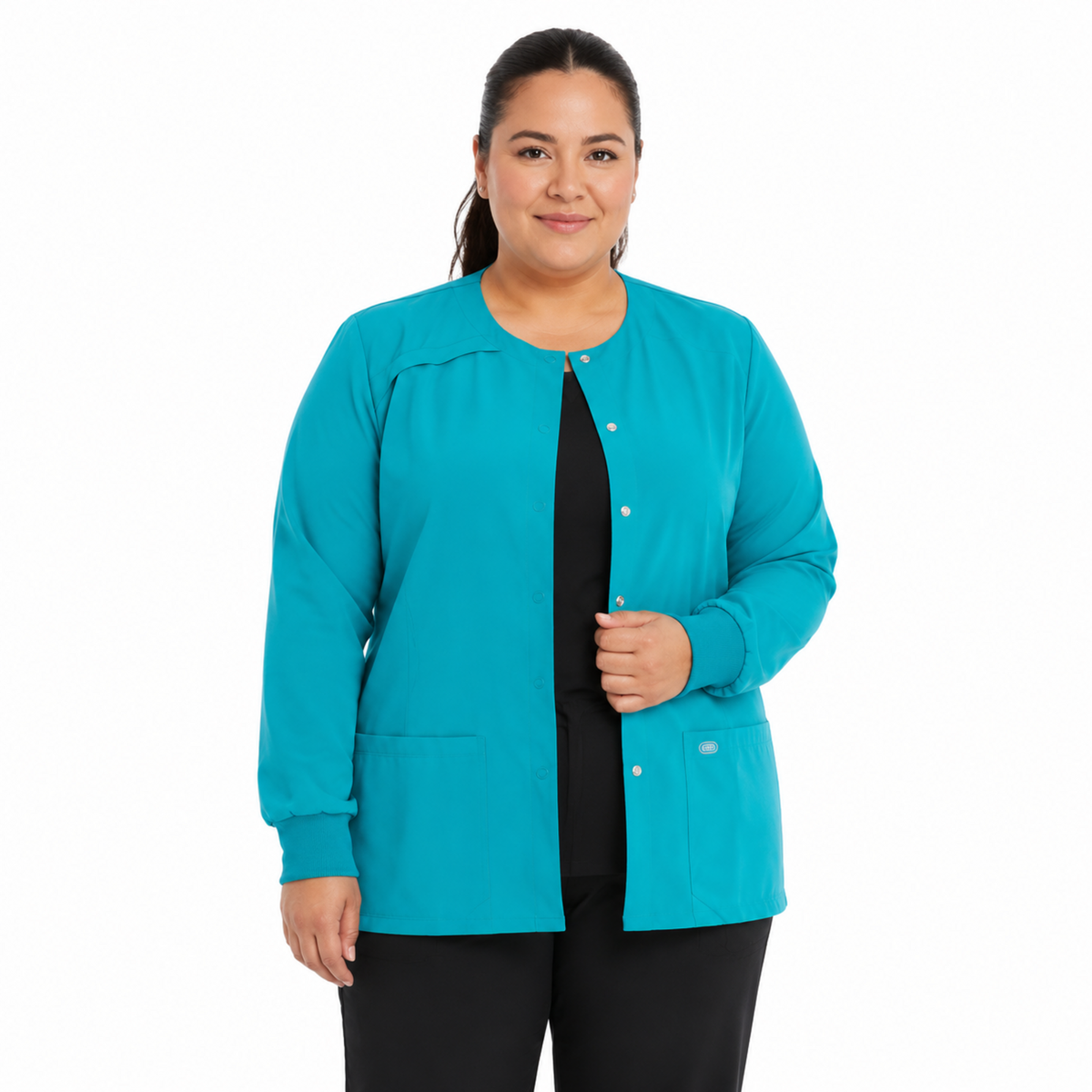 Chamarra médica Dickies DK305 EDS Essentials para mujer talla extra Jade, vista frontal | color:jade