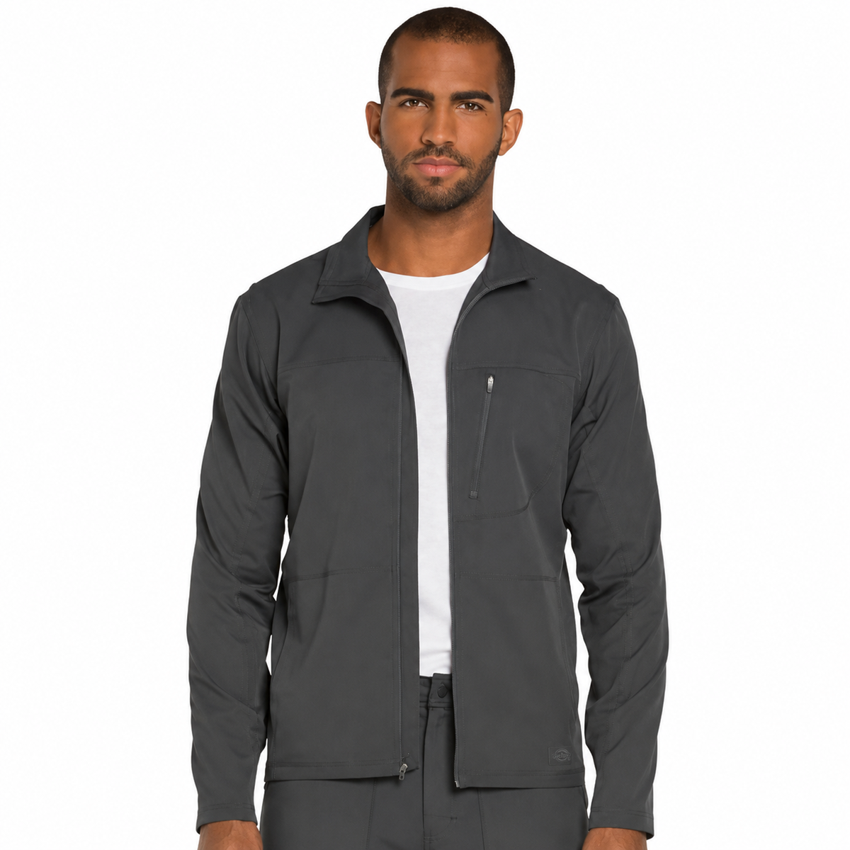 Chamarra médica Dickies DK310 para hombre Gris Oxford, vista frontal | color:gris-oxford