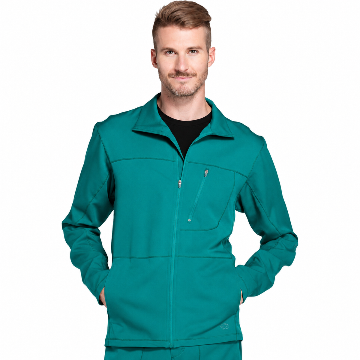 Chamarra médica Dickies DK310 para hombre Hunter, vista frontal | color:hunter