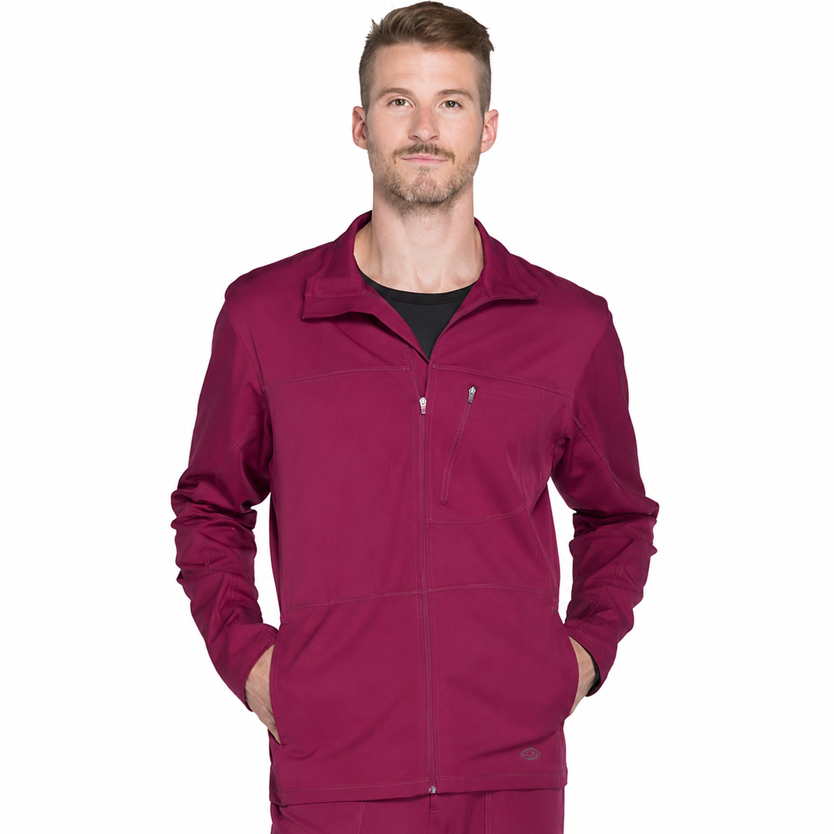 Chamarra médica Dickies DK310 para hombre Vino, vista frontal | color:vino