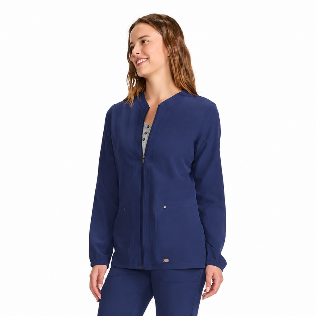 Dickies DK322 chamarra médica para mujer, vista lateral, color Azul Marino