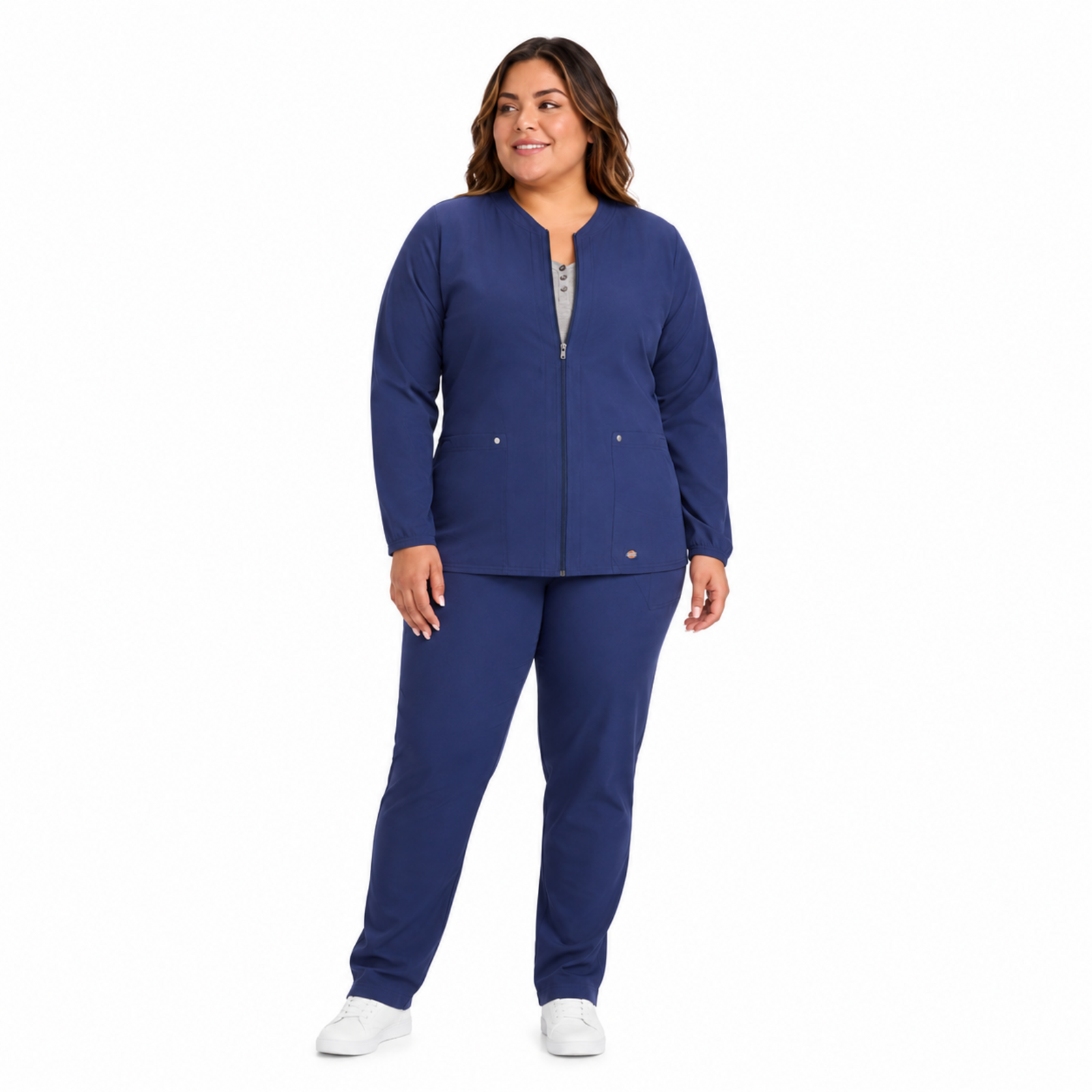 Dickies DK322 chamarra médica para mujer talla extra, detalle frontal, color Azul Marino | color:azul-marino