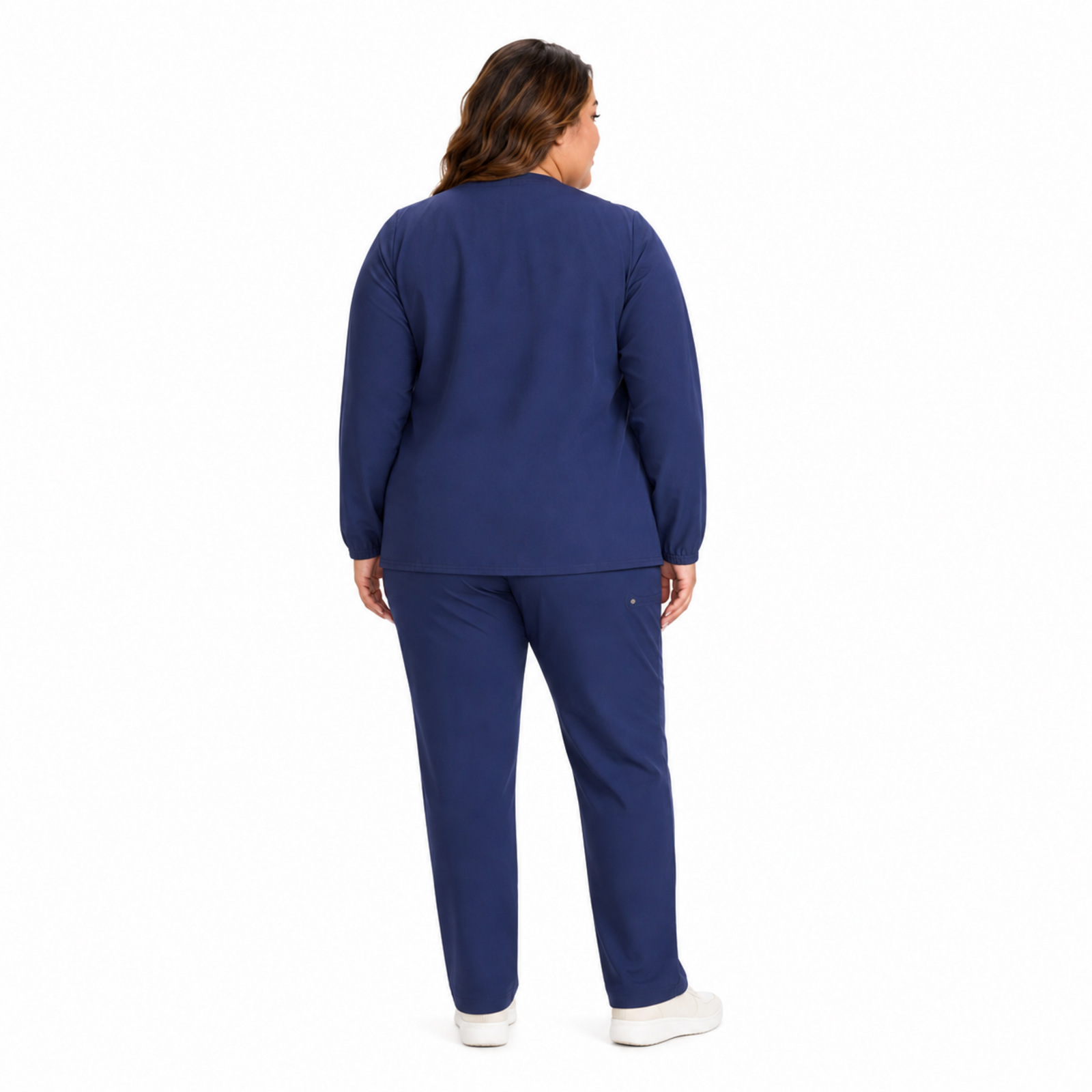 Dickies DK322 chamarra médica para mujer talla extra, vista posterior, color Azul Marino | color:azul-marino
