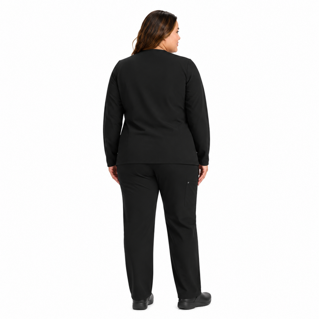 Dickies DK322 chamarra médica para mujer talla extra, detalle frontal, color Negra