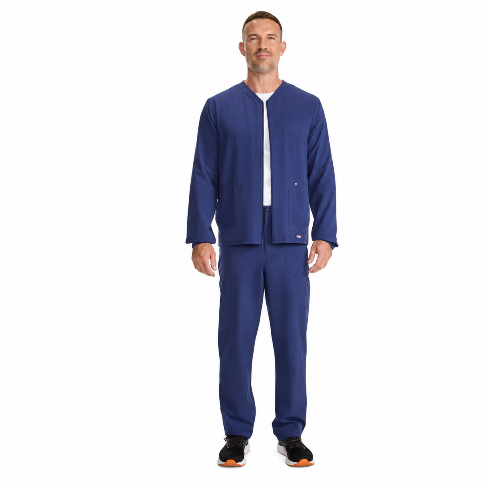 Dickies DK323 chamarra médica para hombre Azul Marino, vista de cuerpo completo | color:azul-marino