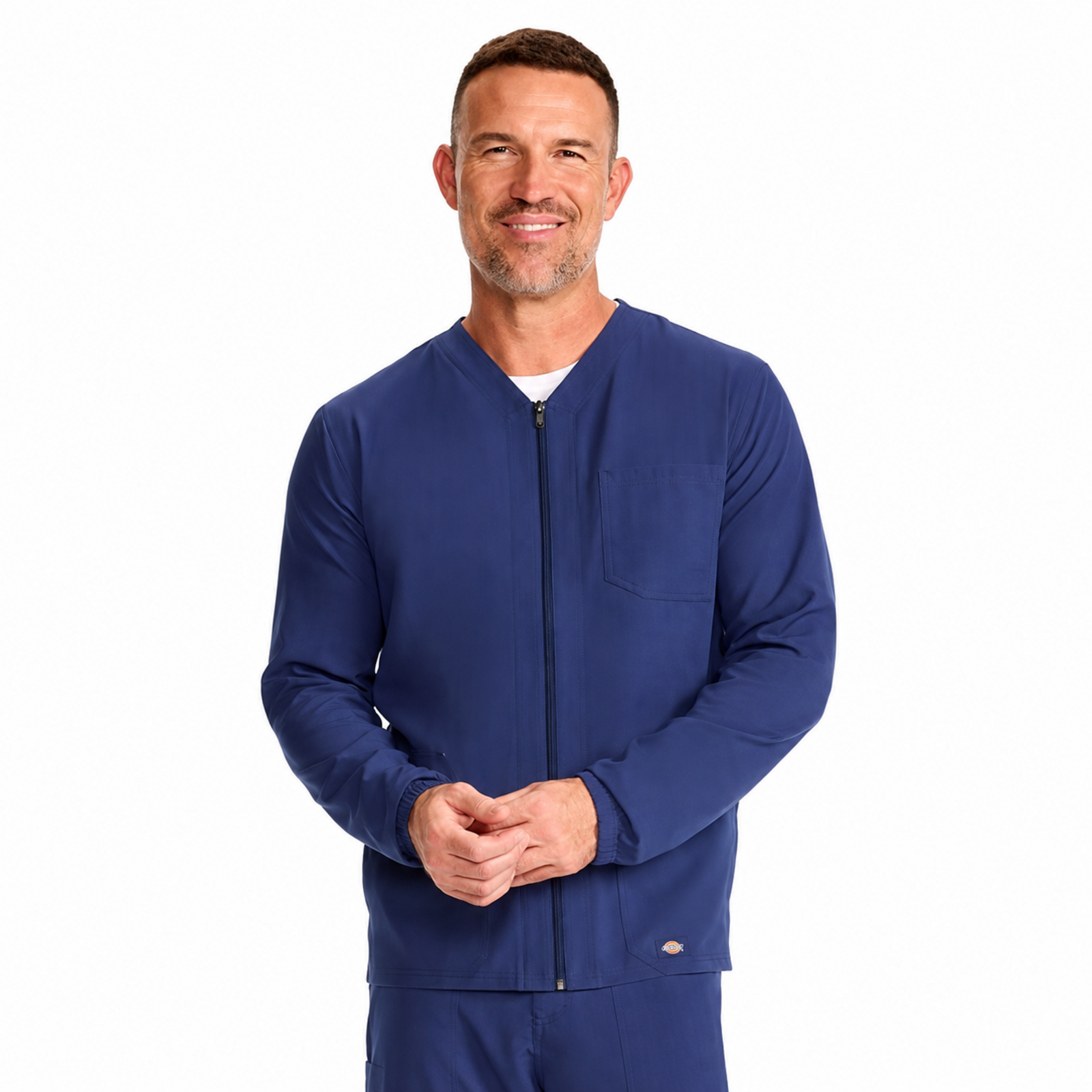 Dickies DK323 chamarra médica para hombre Azul Marino, vista frontal | color:azul-marino