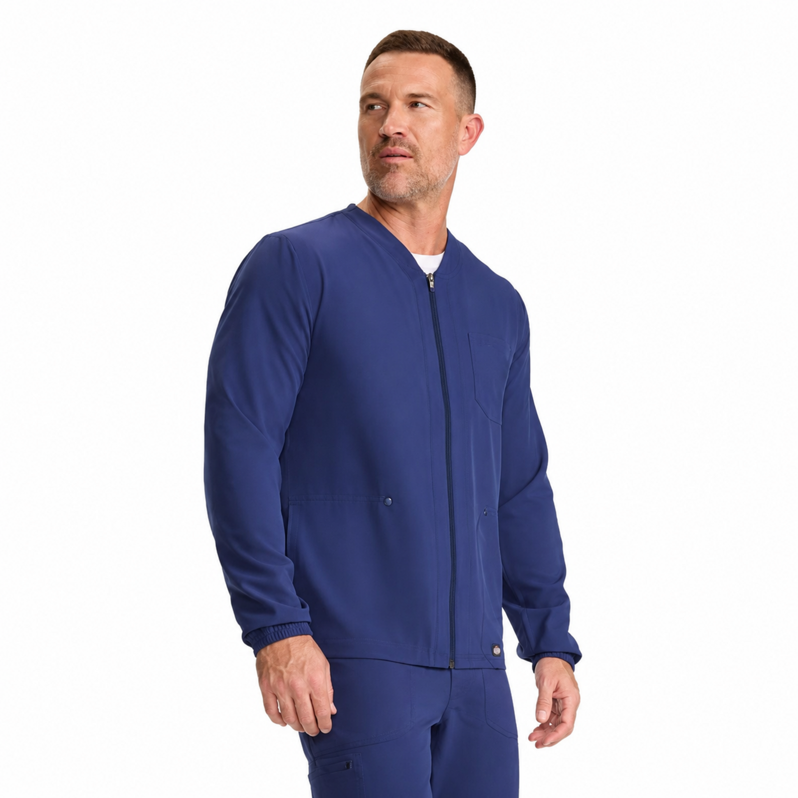 Dickies DK323 chamarra médica para hombre Azul Marino, vista tres cuartos lateral | color:azul-marino