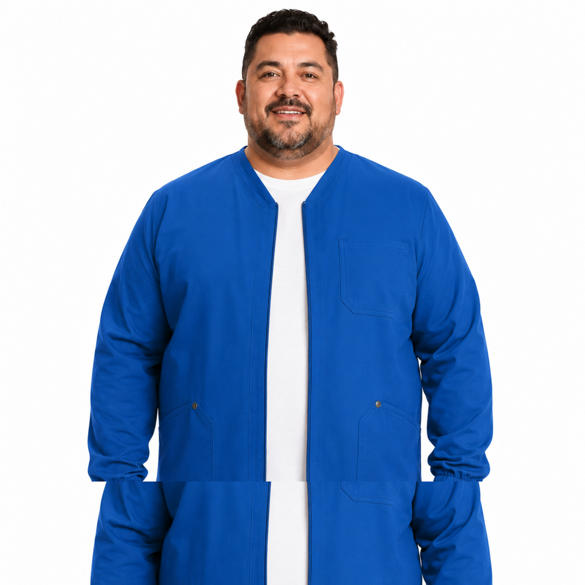 Dickies DK323 chamarra médica para hombre talla extra Azul Rey, vista frontal | color:azul-rey