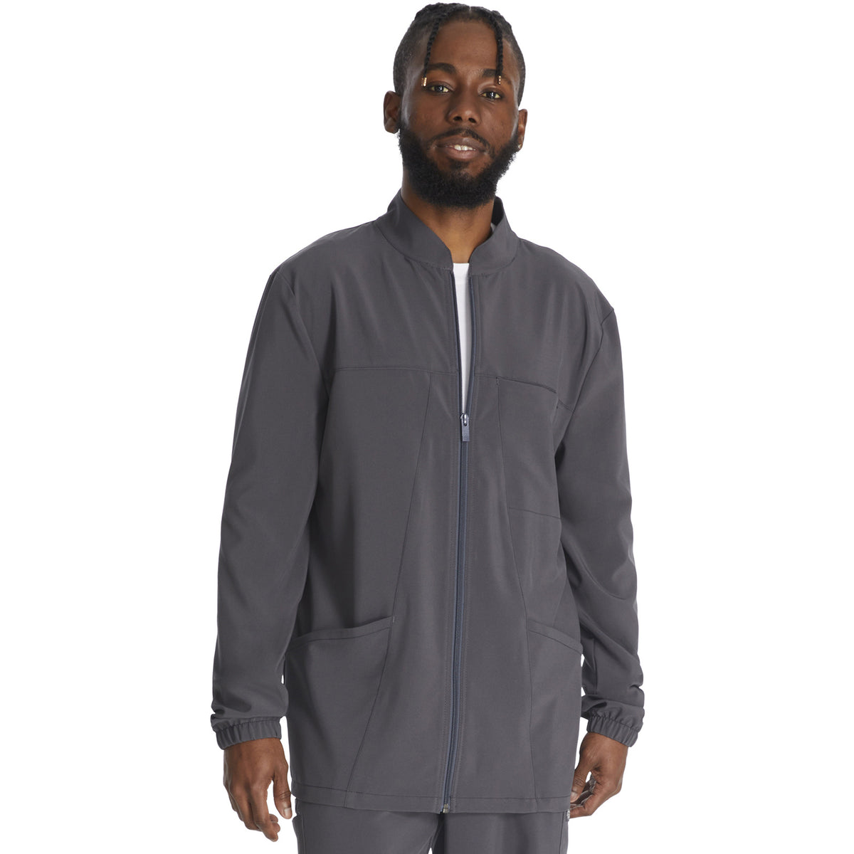 Chamarra médica Dickies DK342 para hombre Gris Oxford, vista frontal | color:gris-oxford