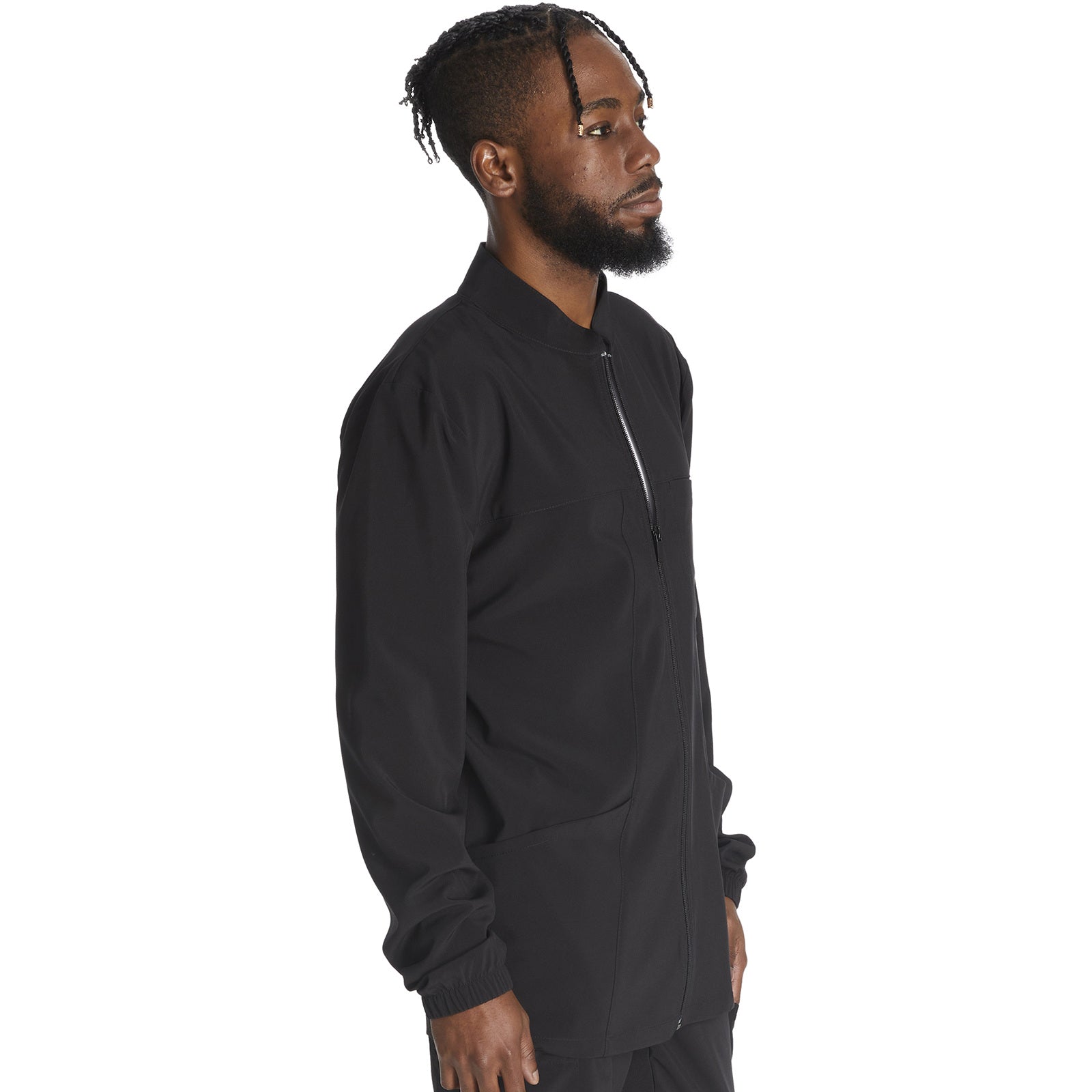 Chamarra médica Dickies DK342 para hombre Negra, vista de perfil | color:negra