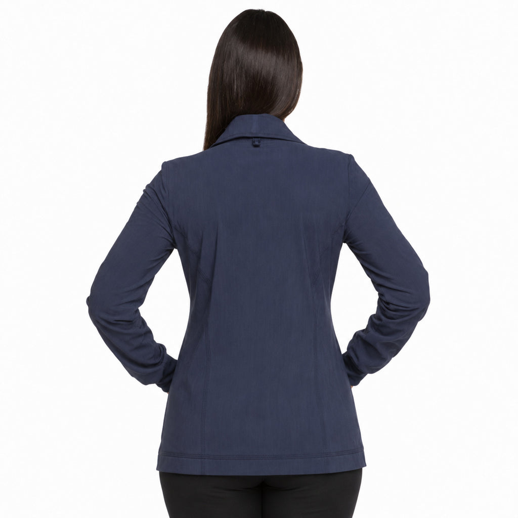 Dickies DK345 chamarra médica para mujer talla extra en Azul Marino, vista posterior