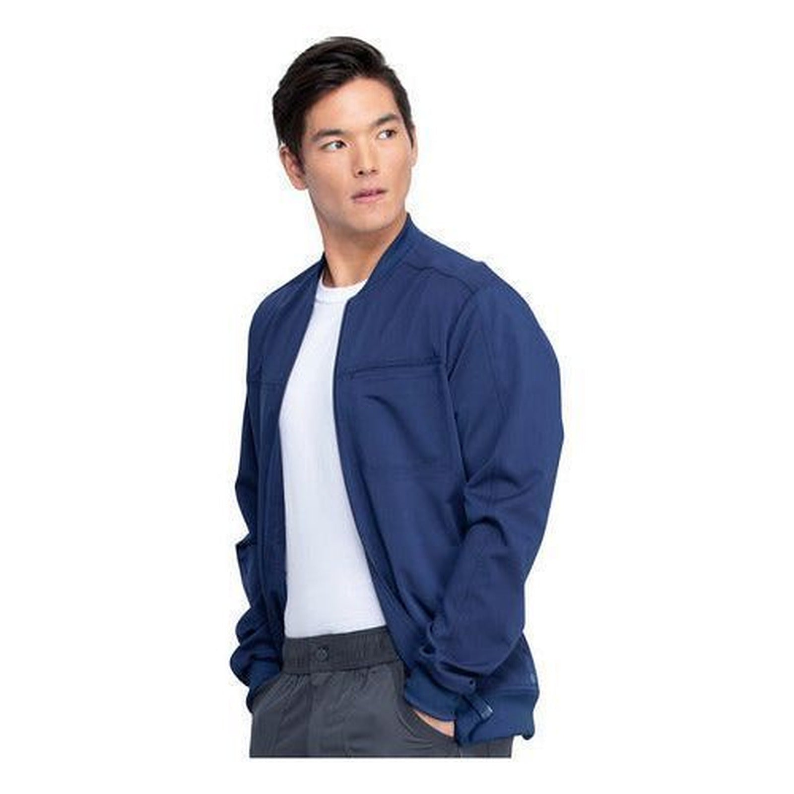 Chamarra médica Dickies DK370 para hombre azul marino, vista tres cuartos | color:azul-marino