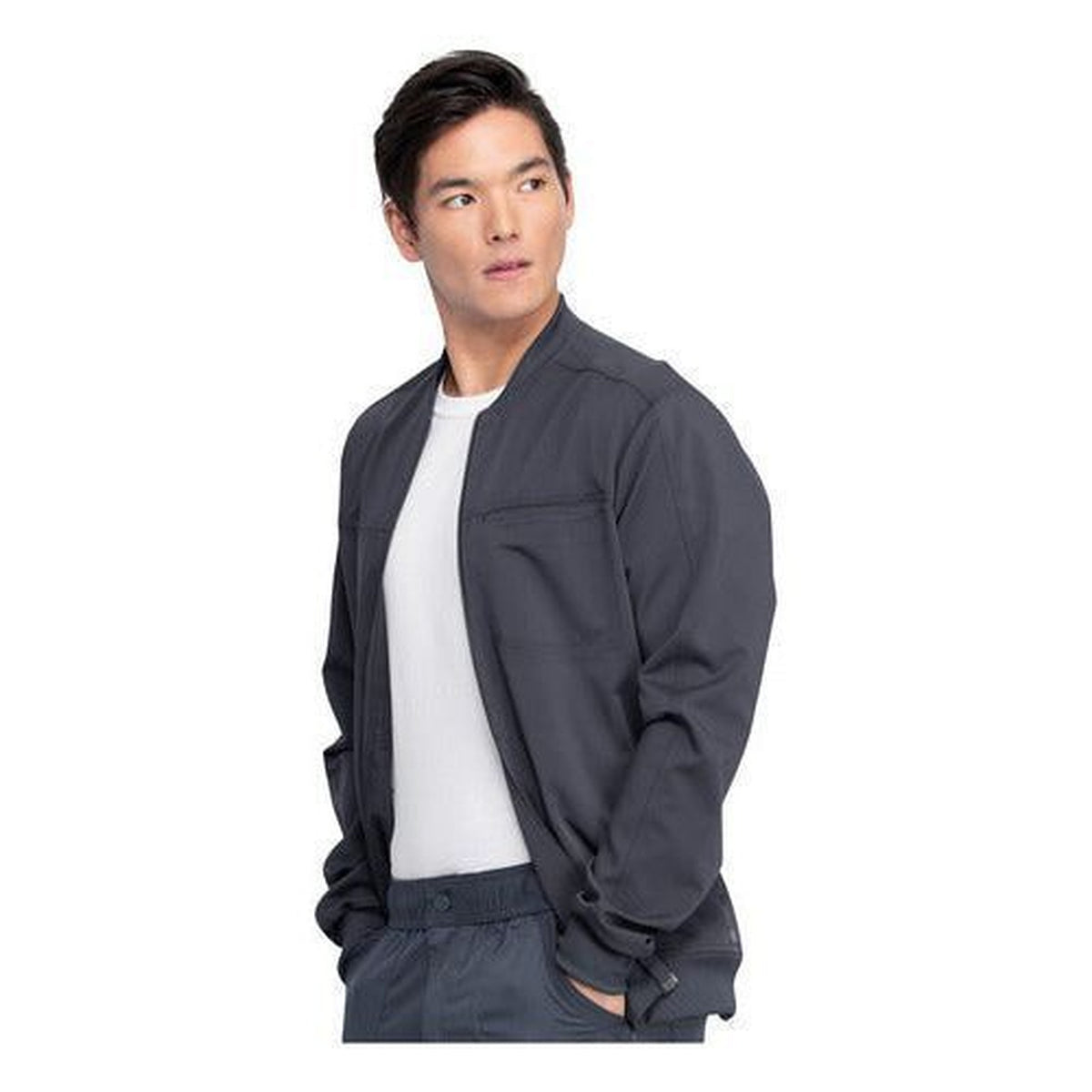 Chamarra médica Dickies DK370 para hombre gris Oxford, vista de perfil | color:gris-oxford