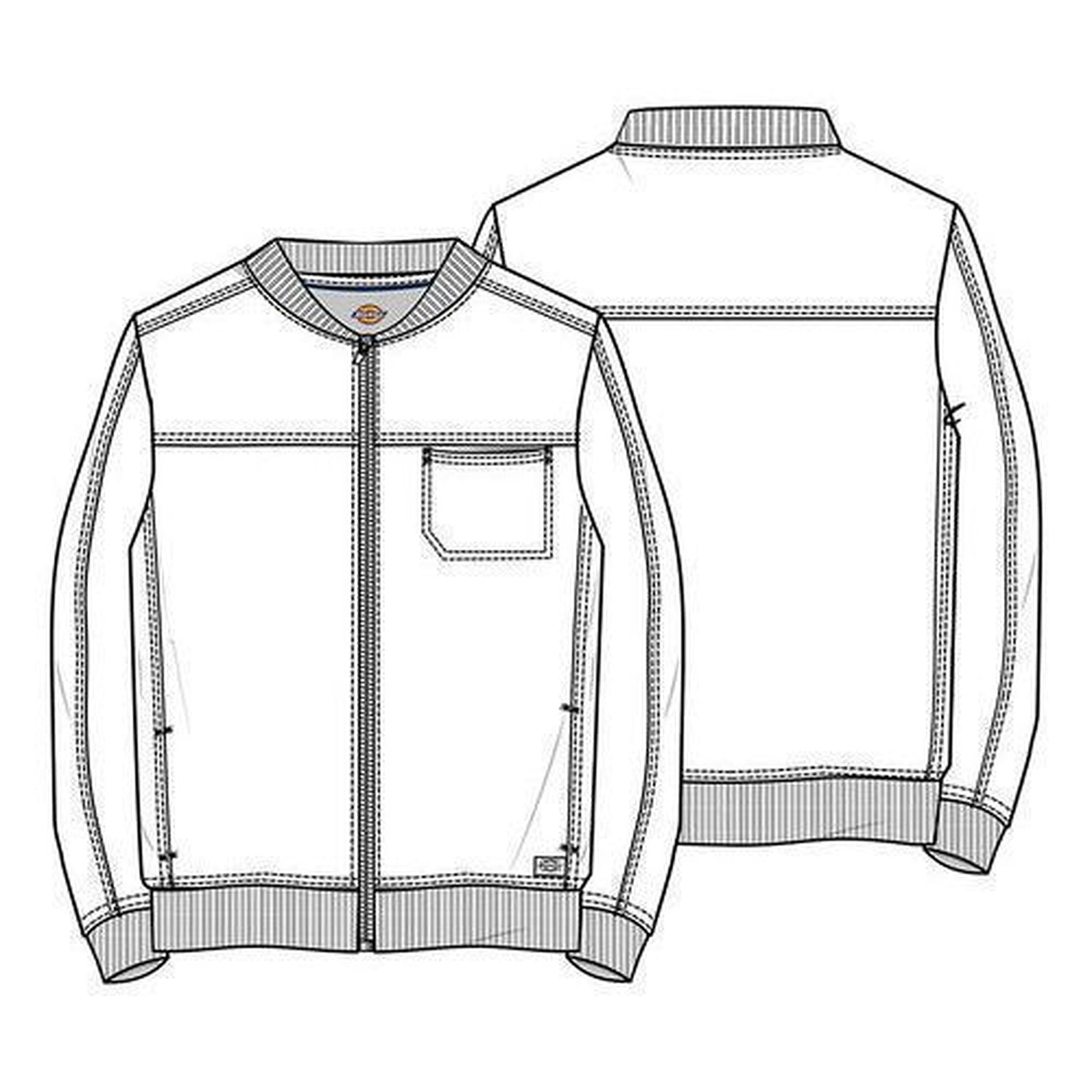 Dibujo técnico de chamarra médica Dickies DK370 para hombre | color:negra