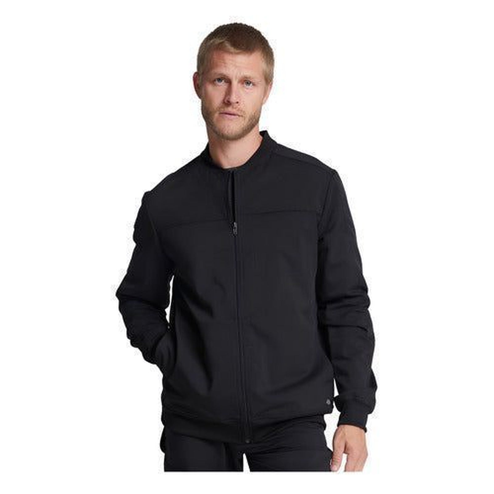 Chamarra médica Dickies DK370 para hombre negra, vista frontal | color:negra