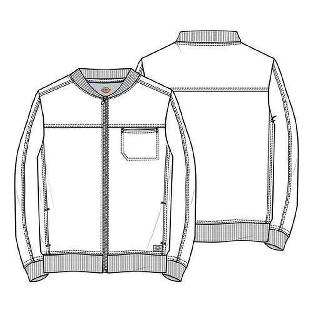 Dibujo técnico de chamarra médica Dickies DK370 para hombre talla extra