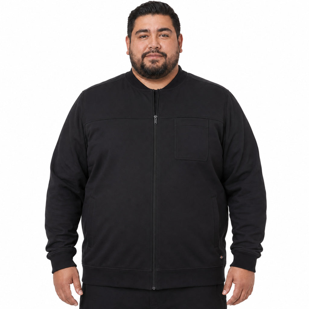 Chamarra médica Dickies DK370 para hombre talla extra negra, vista frontal