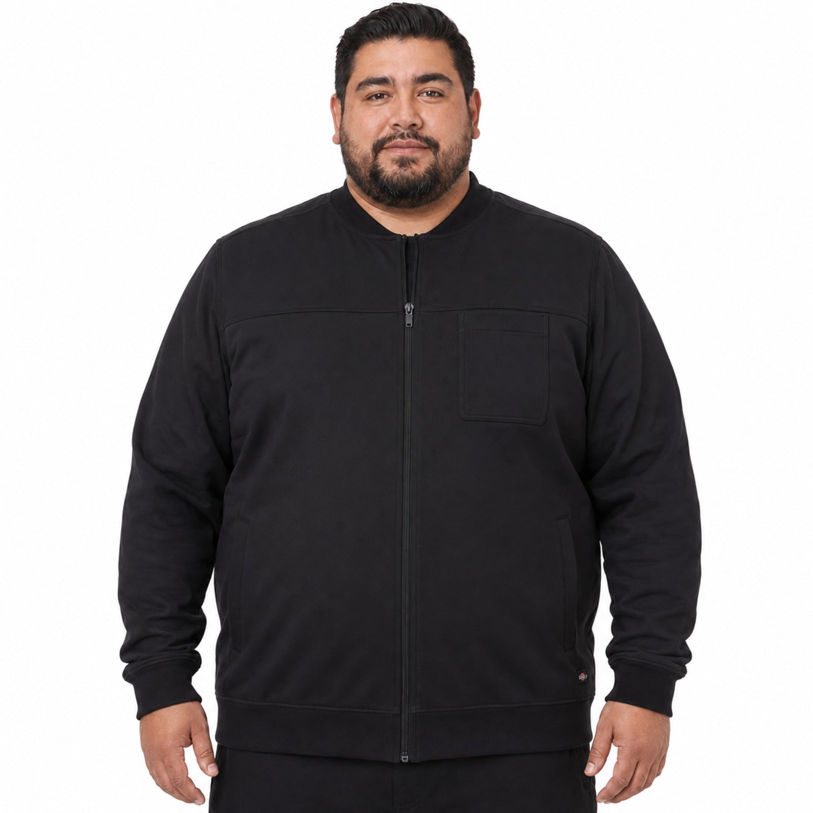 Chamarra médica Dickies DK370 para hombre talla extra negra, vista frontal | color:negra